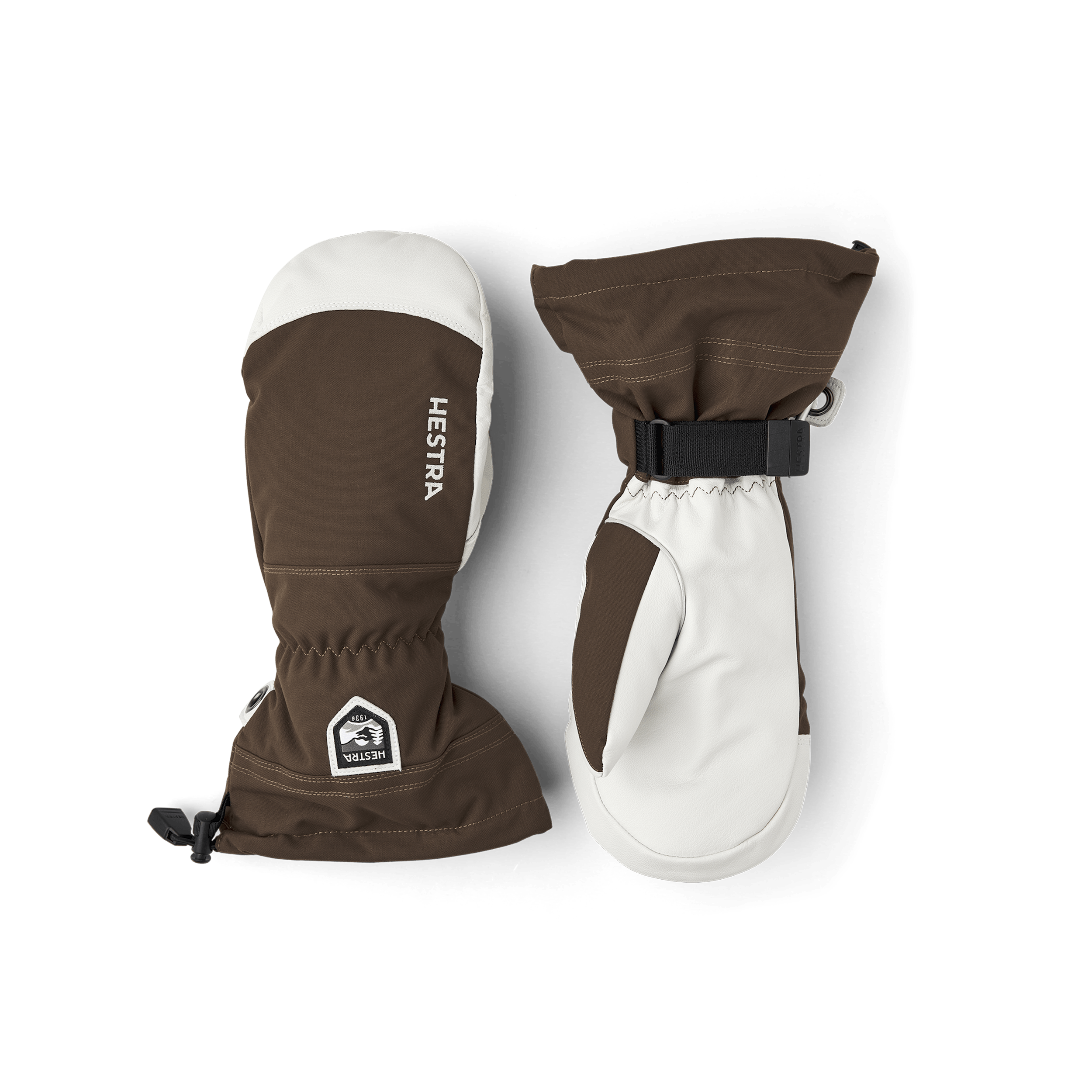 Dark brown mitten with white goat leather palm
 (1 of 6)