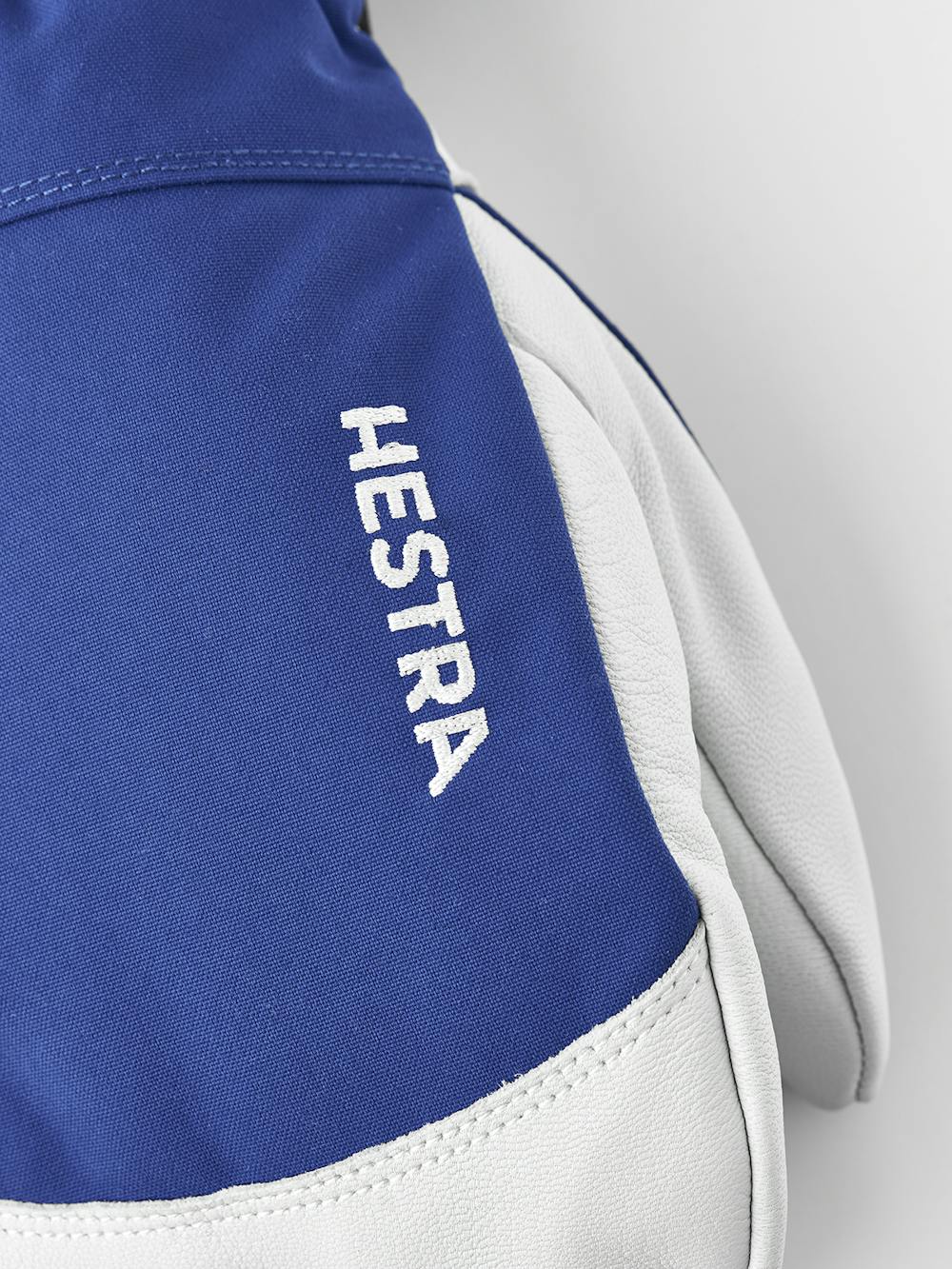 Blue mitten with white goat leather palm
 (5 of 7)