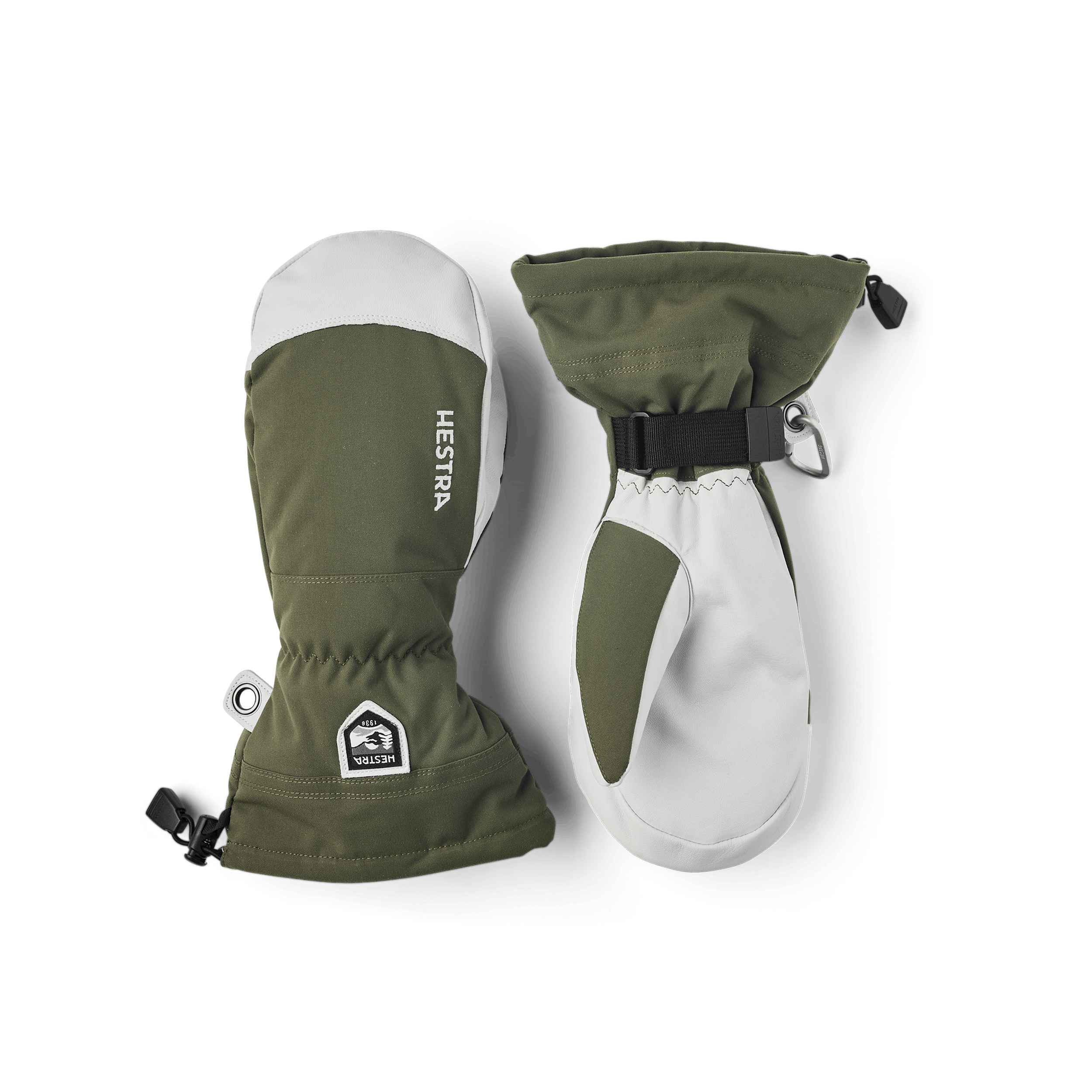 Moss green mitten with white goat leather palm
 (1 of 6)