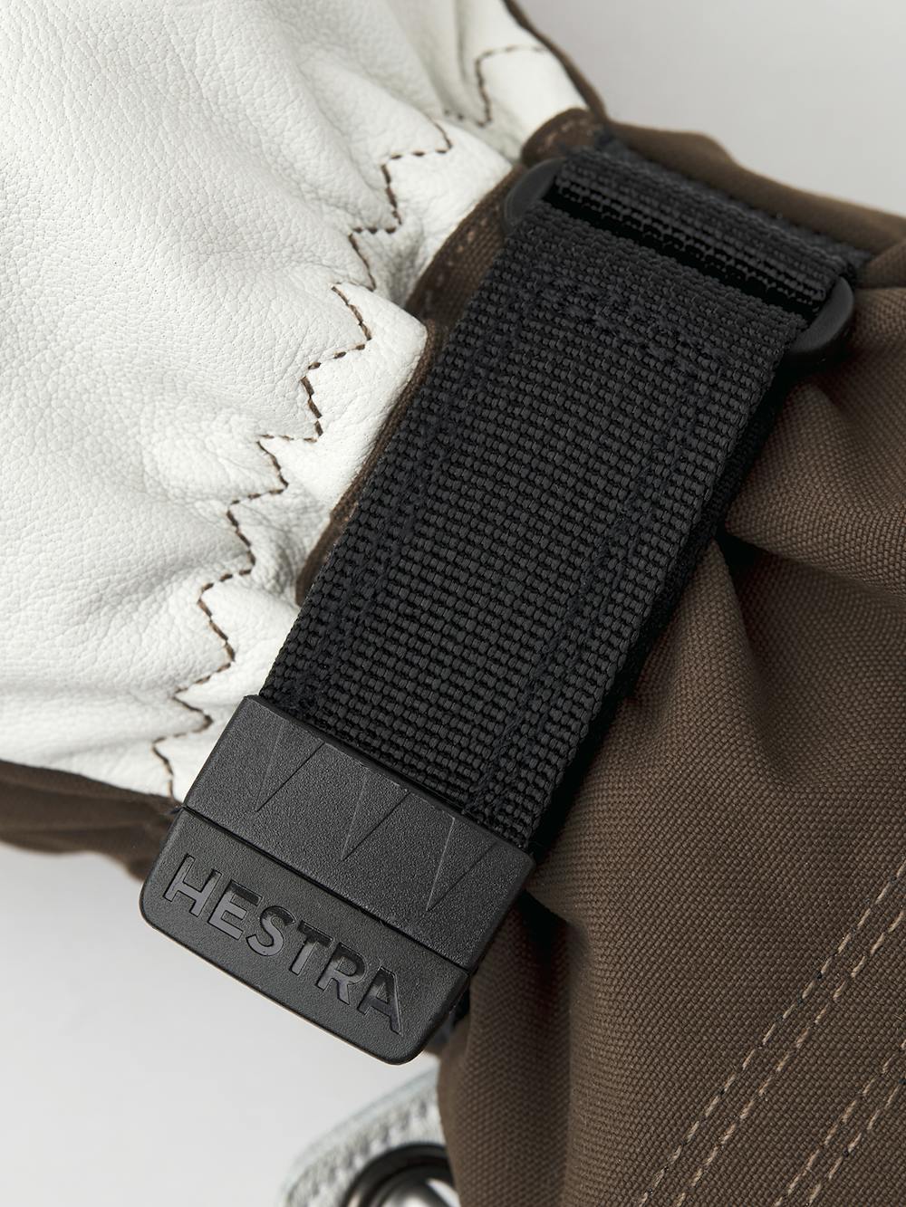 Dark brown mitten with white goat leather palm
 (2 of 6)