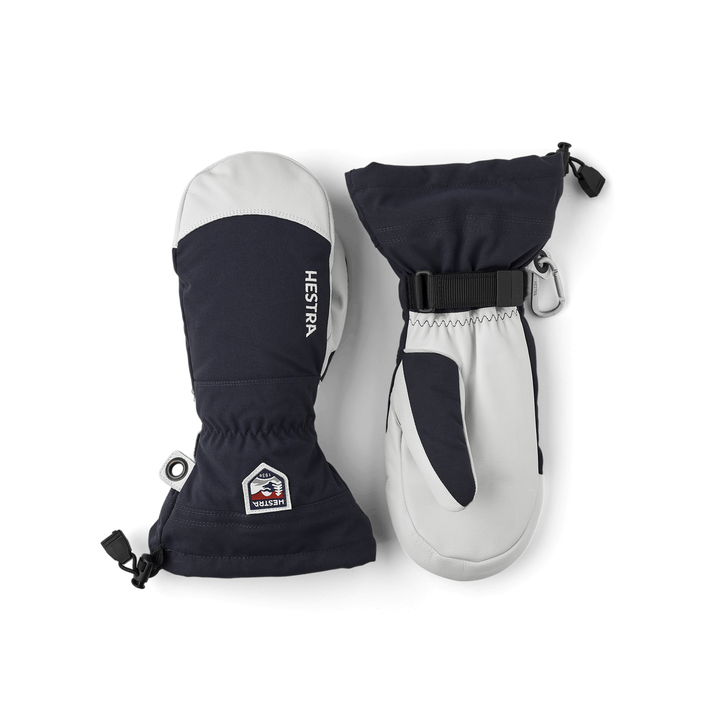 Dunkelblauer Fausthandschuh mit weißem Ziegenleder an der Innenhand
 (1 oder 10)