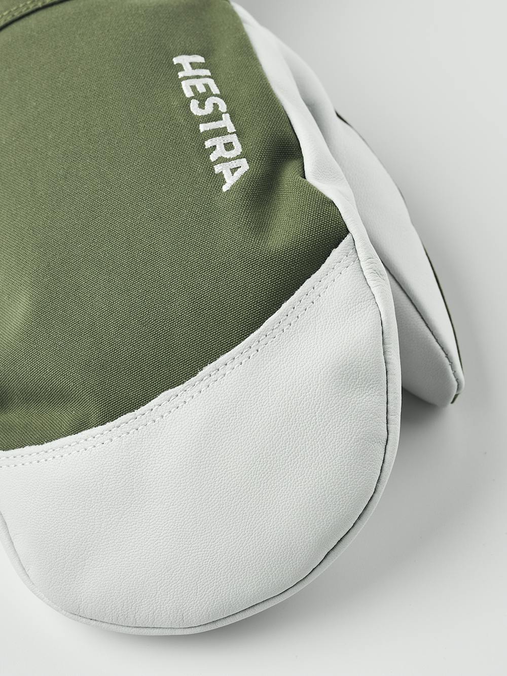 Moss green mitten with white goat leather palm
 (4 of 6)