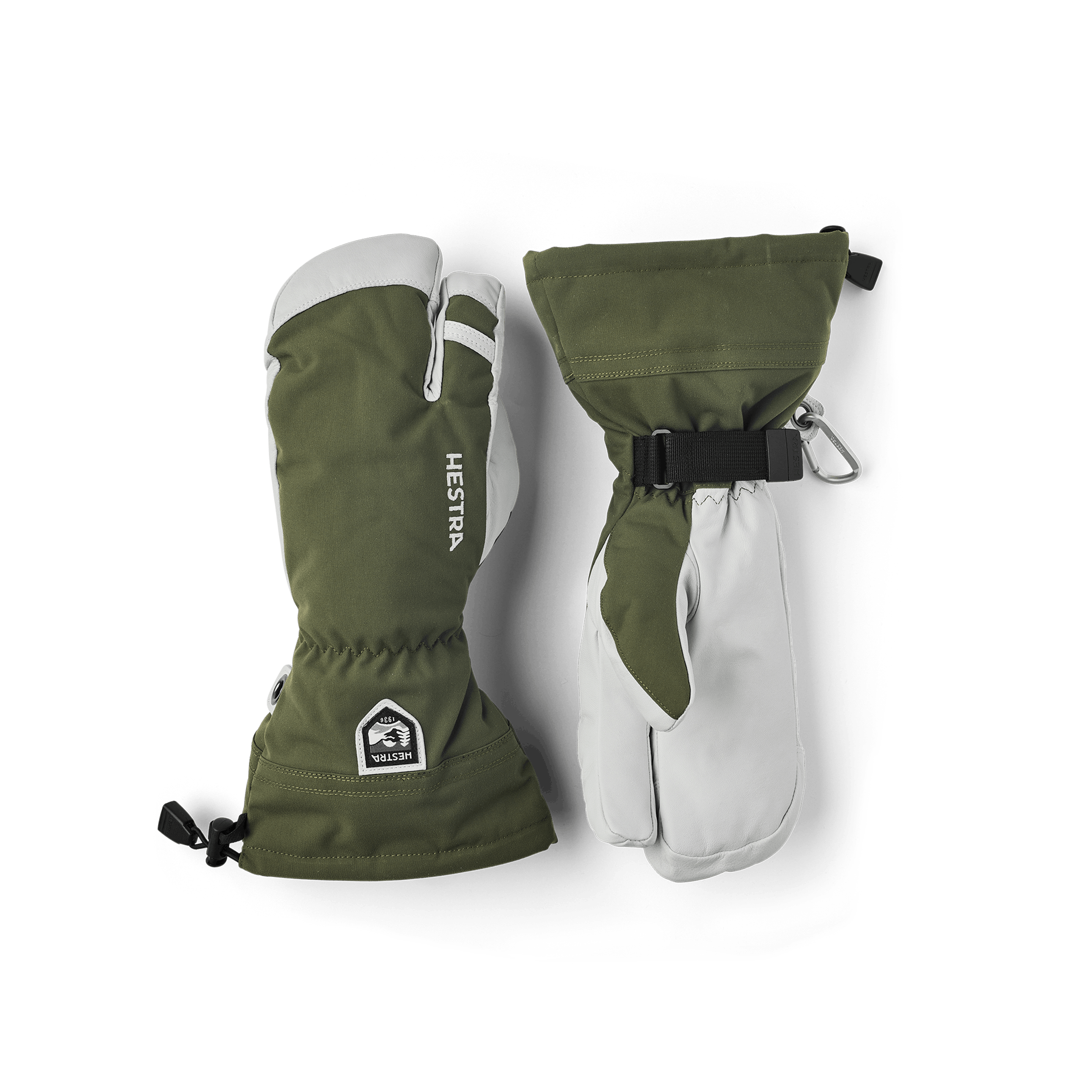 Moss green three finger glove with white goat leather palm
(1 of 7)