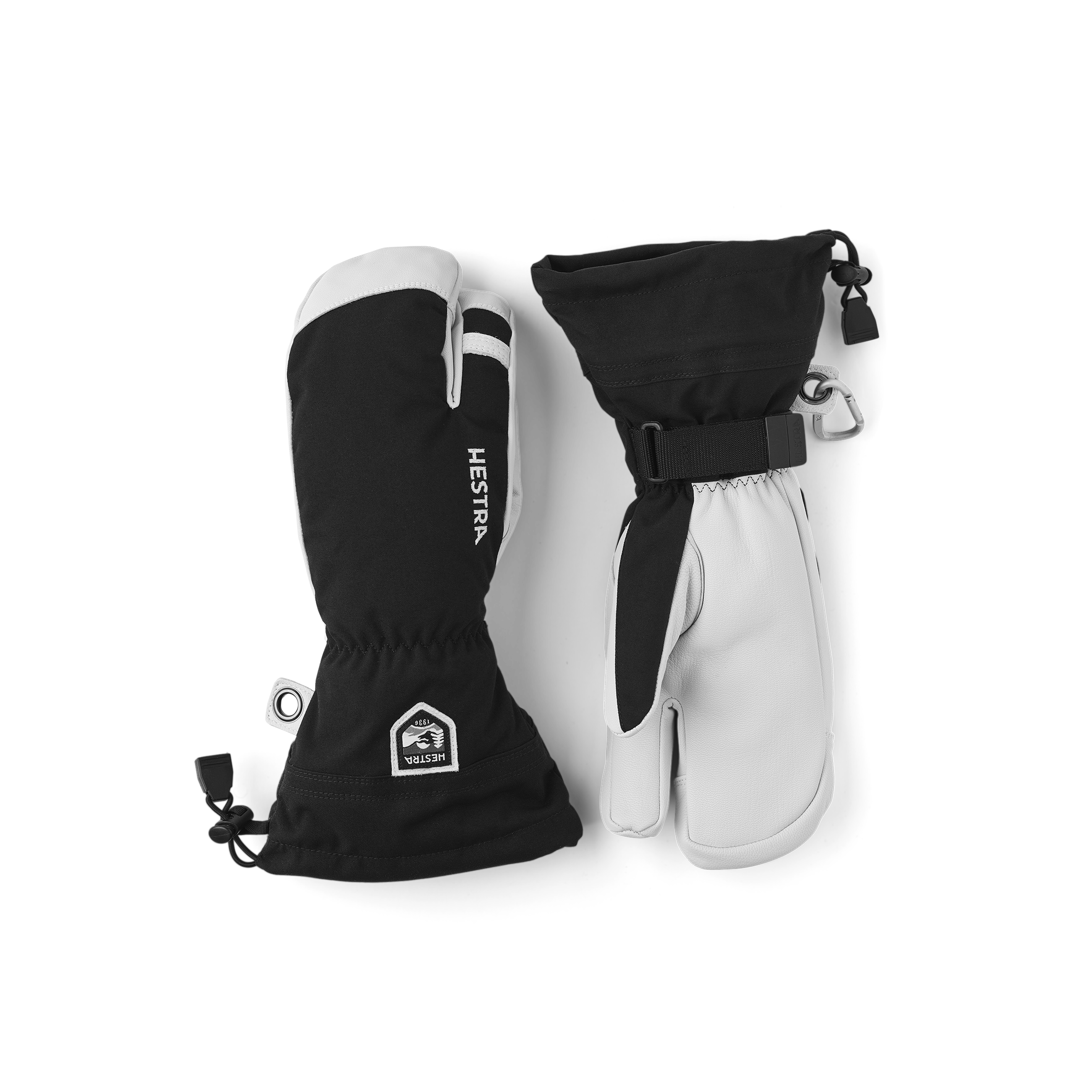 Army Leather Heli Ski 3-finger - Black | Hestra Gloves