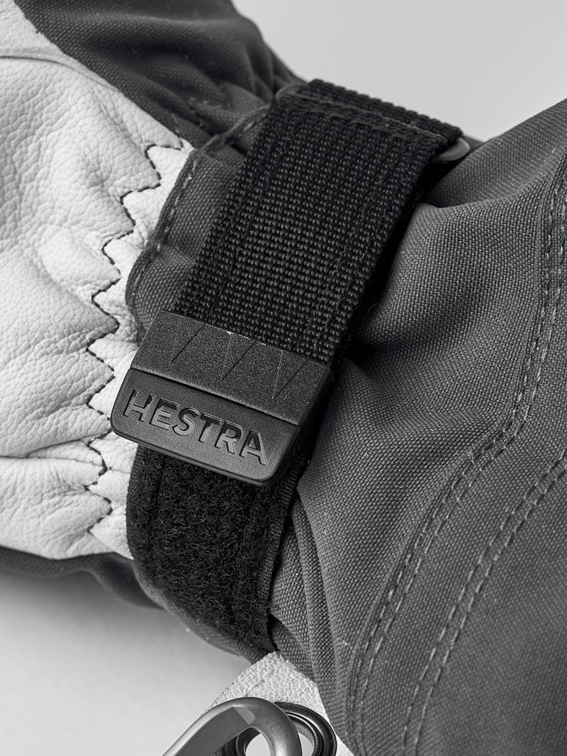 Gray three finger glove with white goat leather palm
 (7 of 9)