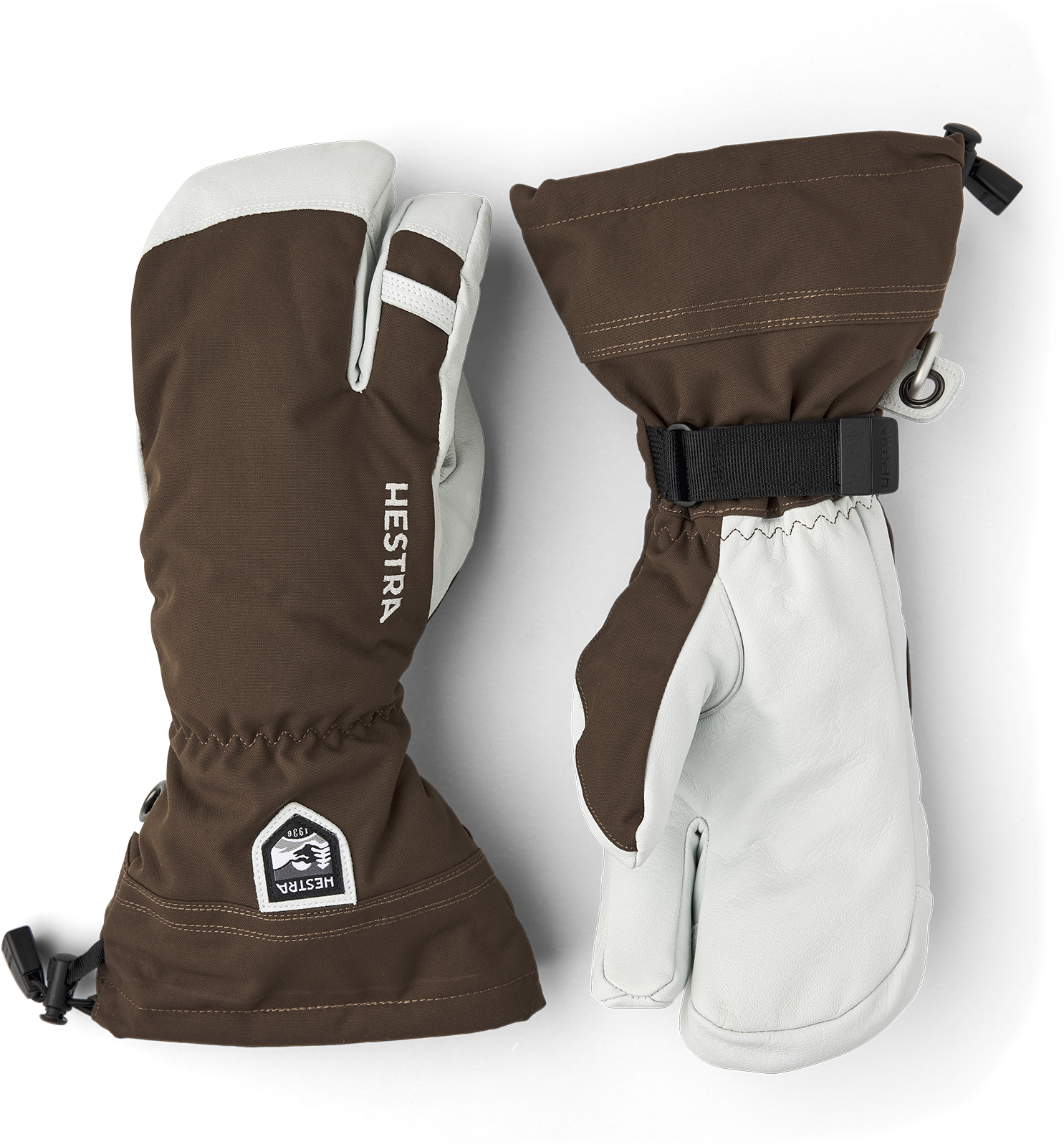 Demon Goodwill Milieuvriendelijk Army Leather Heli Ski 3-finger - Espresso | Hestra Gloves