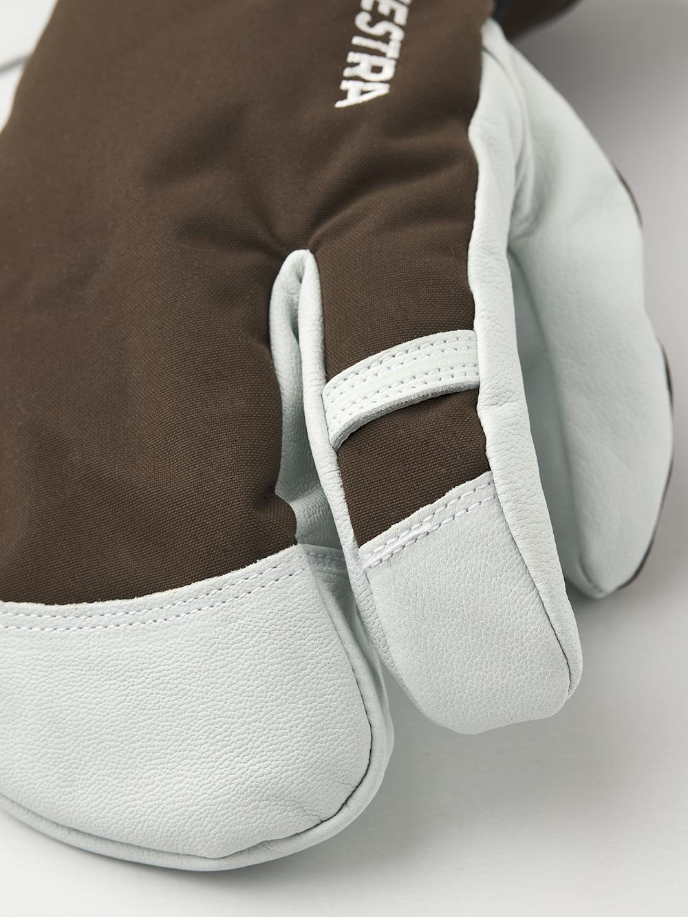 Dark brown three finger glove with white goat leather palm
(2 of 6)