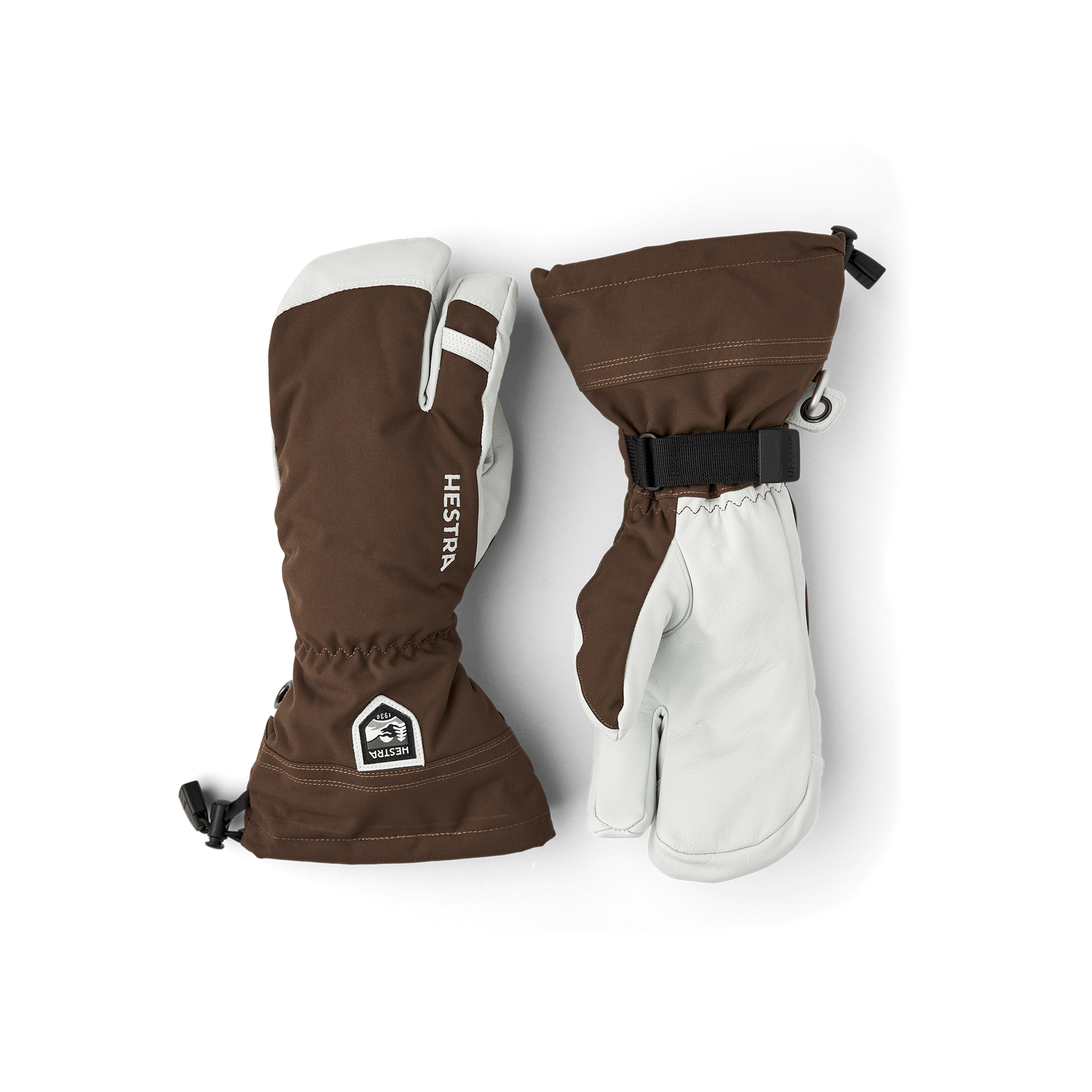 Dark brown three finger glove with white goat leather palm
(1 of 6)