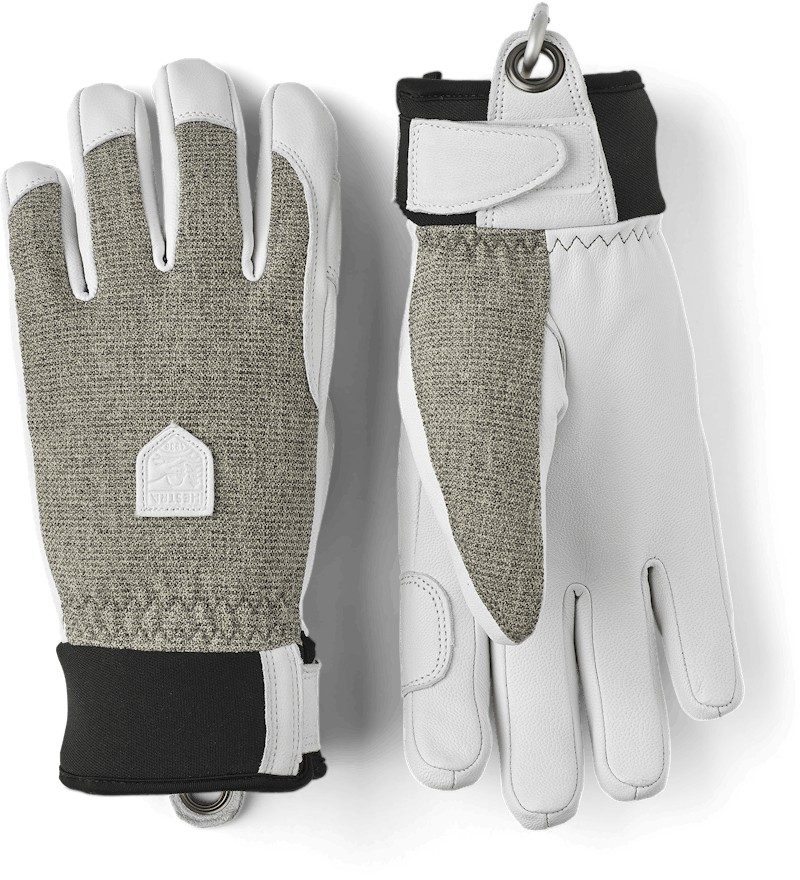 Light gray ski glove with white goat leather palm
 (1 of 5)