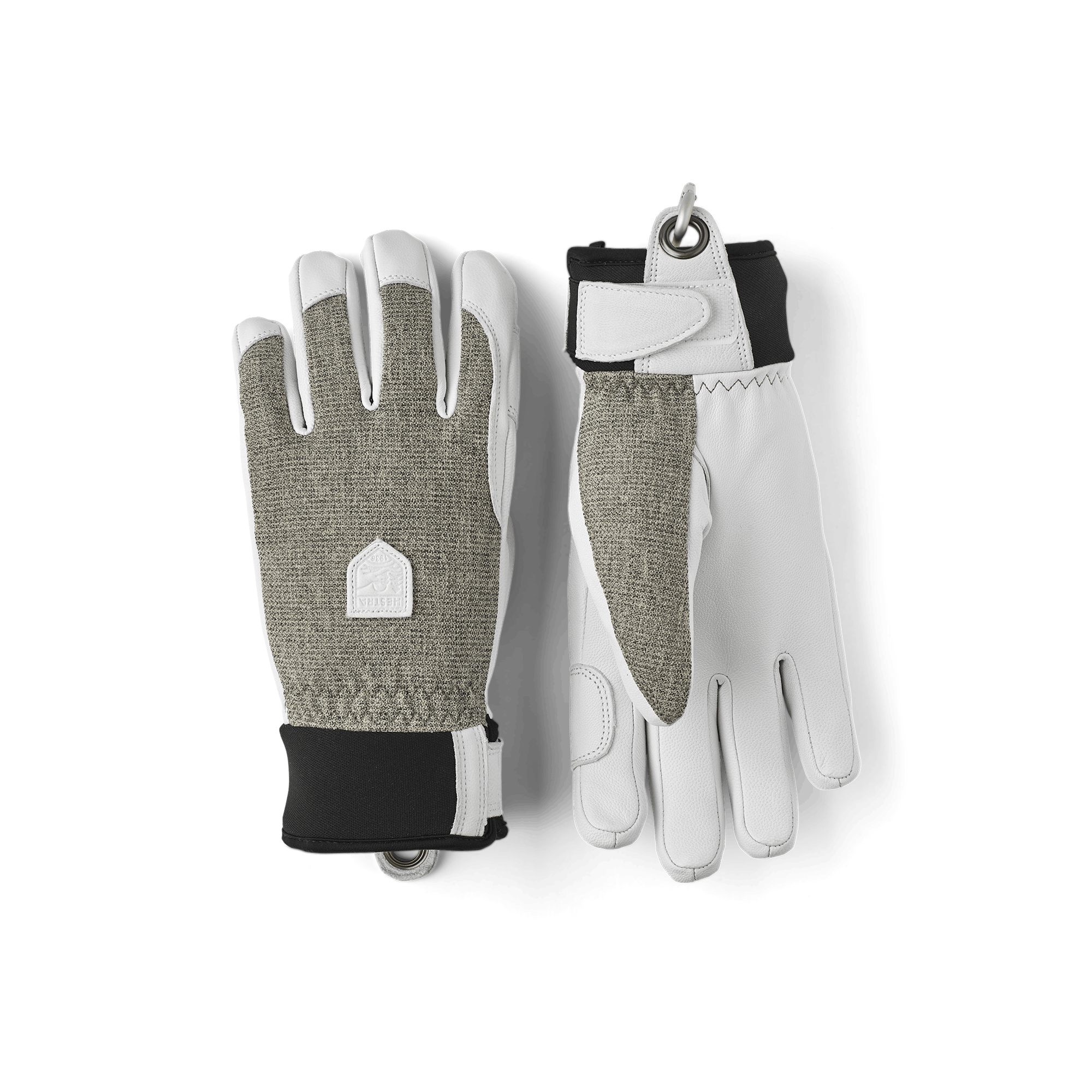 Light gray ski glove with white goat leather palm
 (1 of 5)