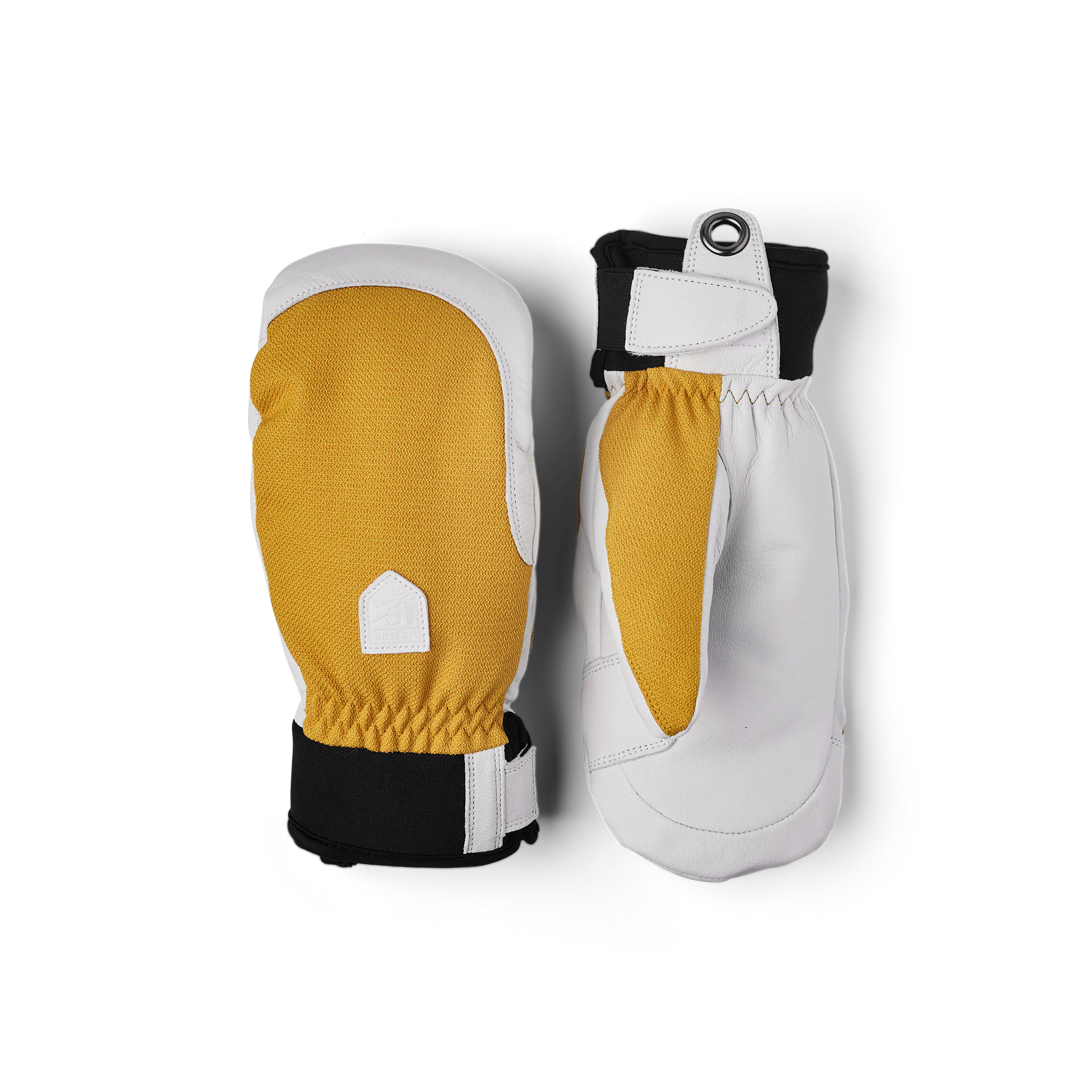 Yellow mitten with white goat leather palm
 (1 of 5)