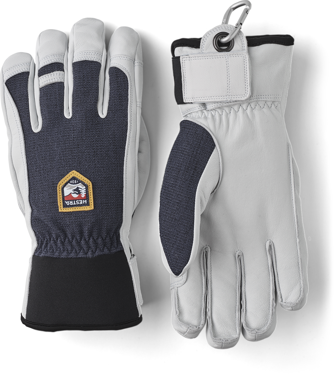Army Leather Couloir 5-finger - Navy & tan | Hestra Gloves