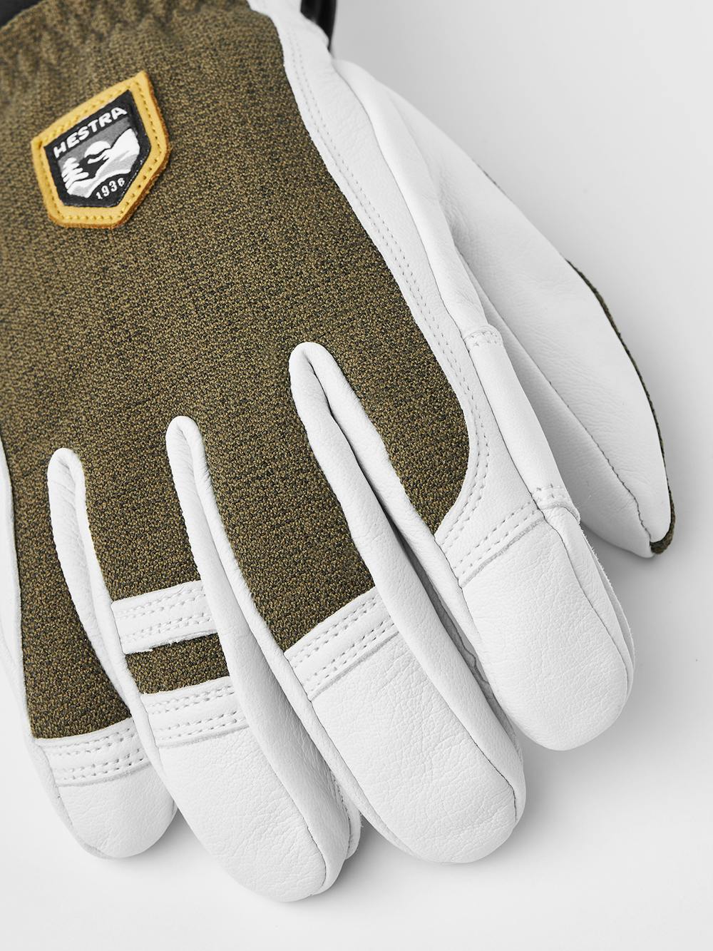 Moss green ski glove with white goat leather palm
 (3 of 7)