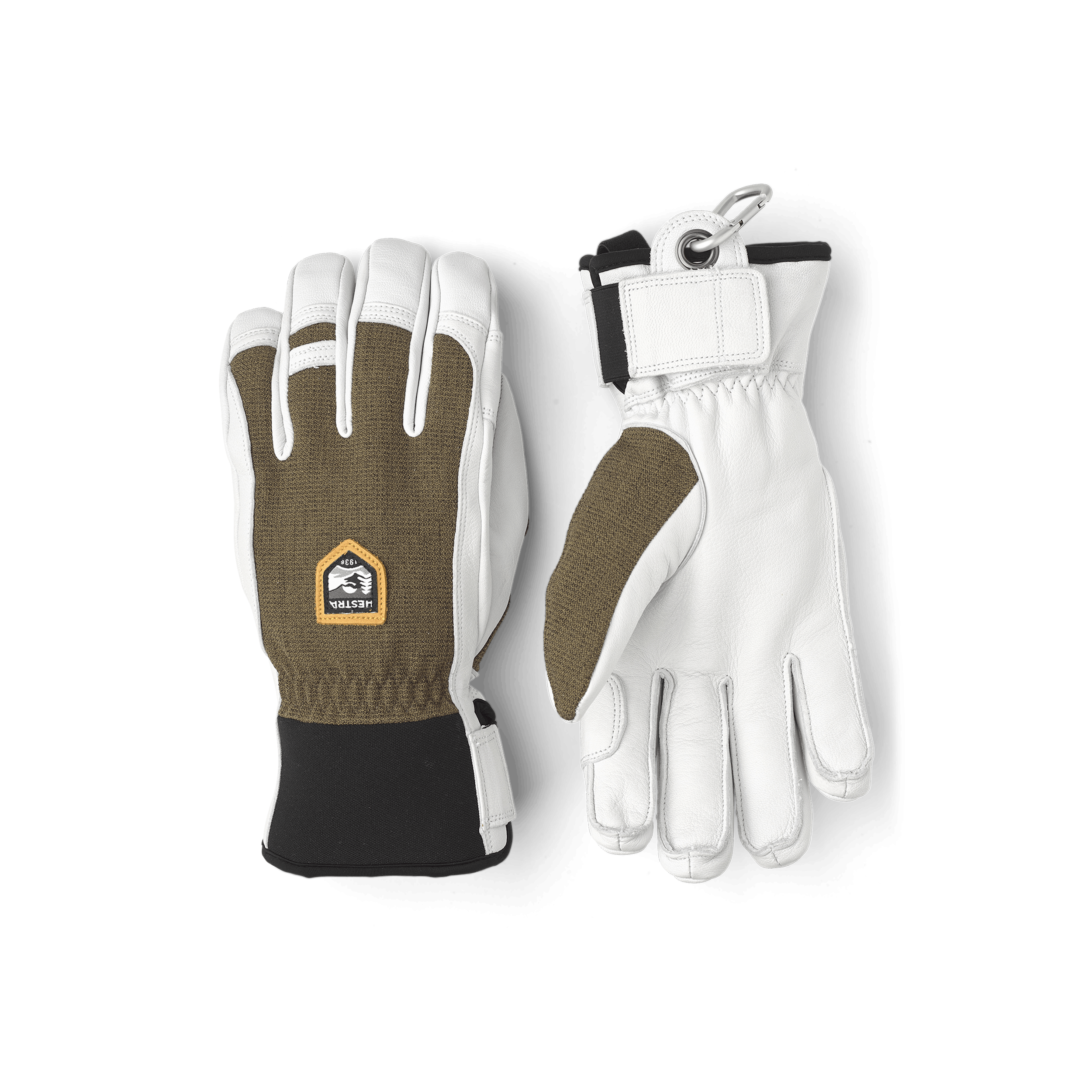 Moss green ski glove with white goat leather palm
 (1 of 7)