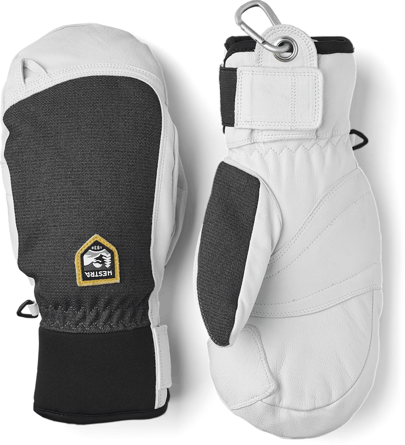 Dark gray mitten with white goat leather palm
 (1 of 8)