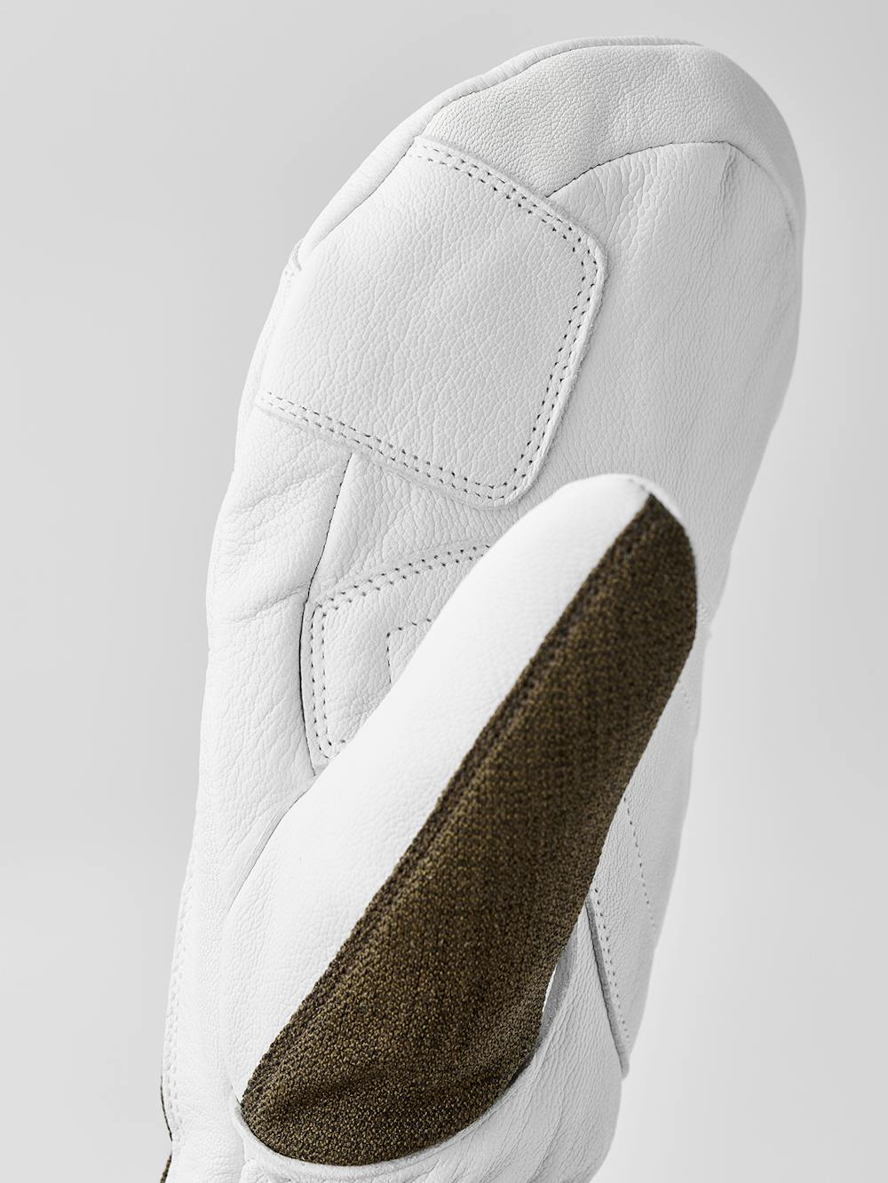 Moss green mitten with white goat leather palm
 (2 of 7)