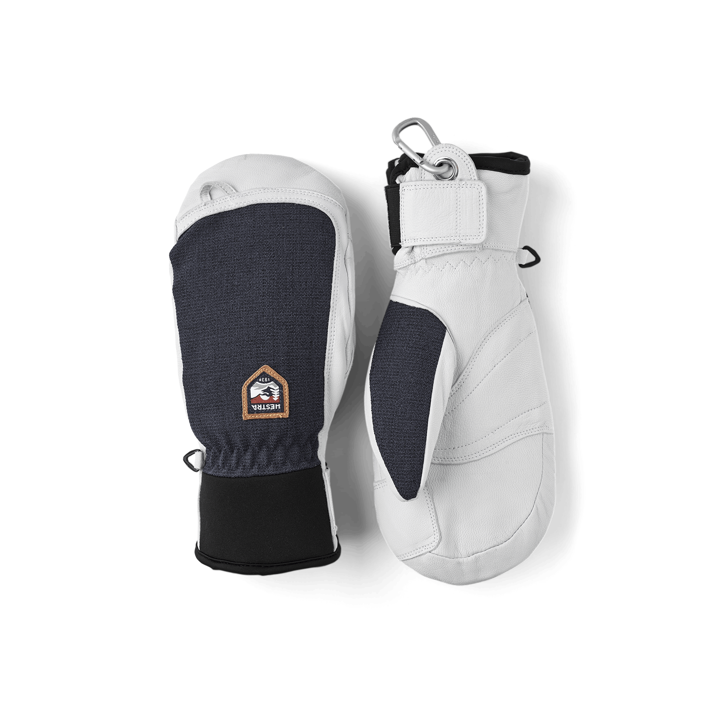 Mörkblå tumhandske med vitt getskinn i innerhanden
 (1 av 6)