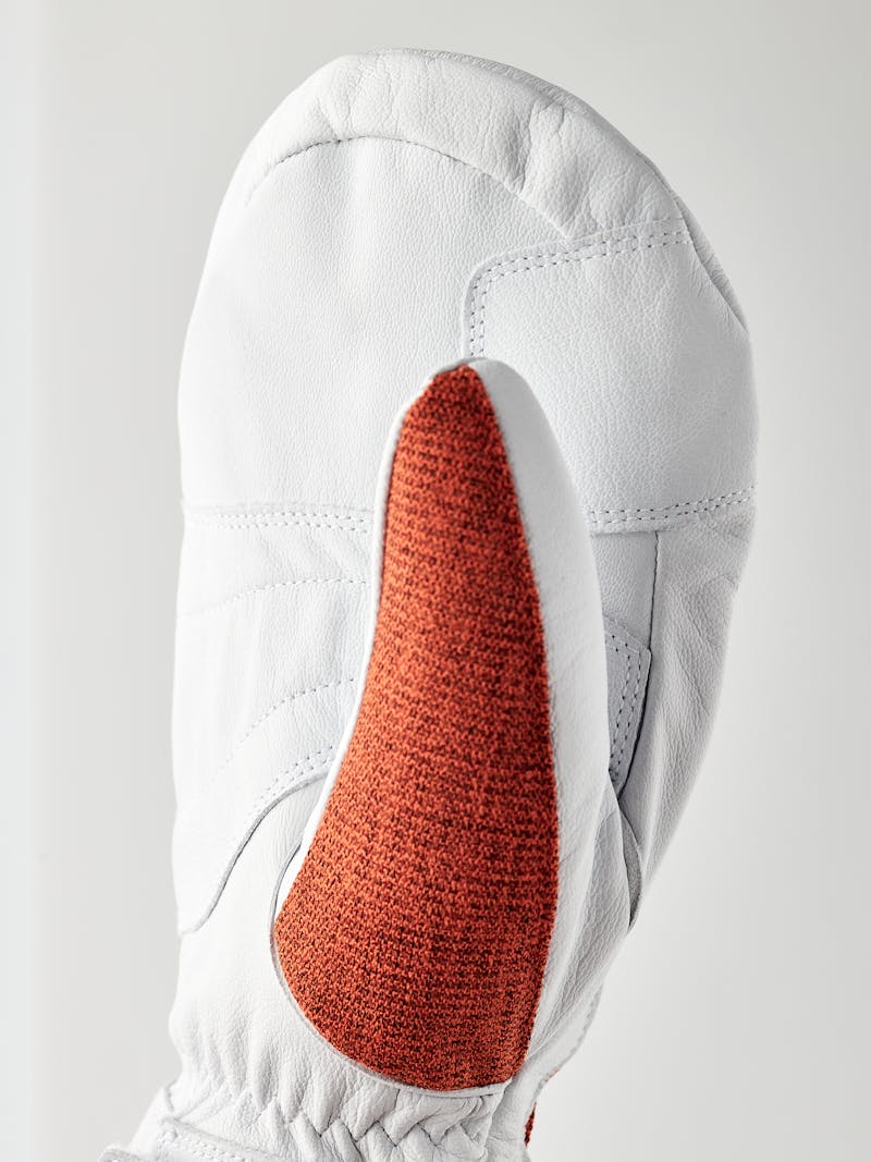 Brick red mitten with white goat leather palm
 (2 of 7)