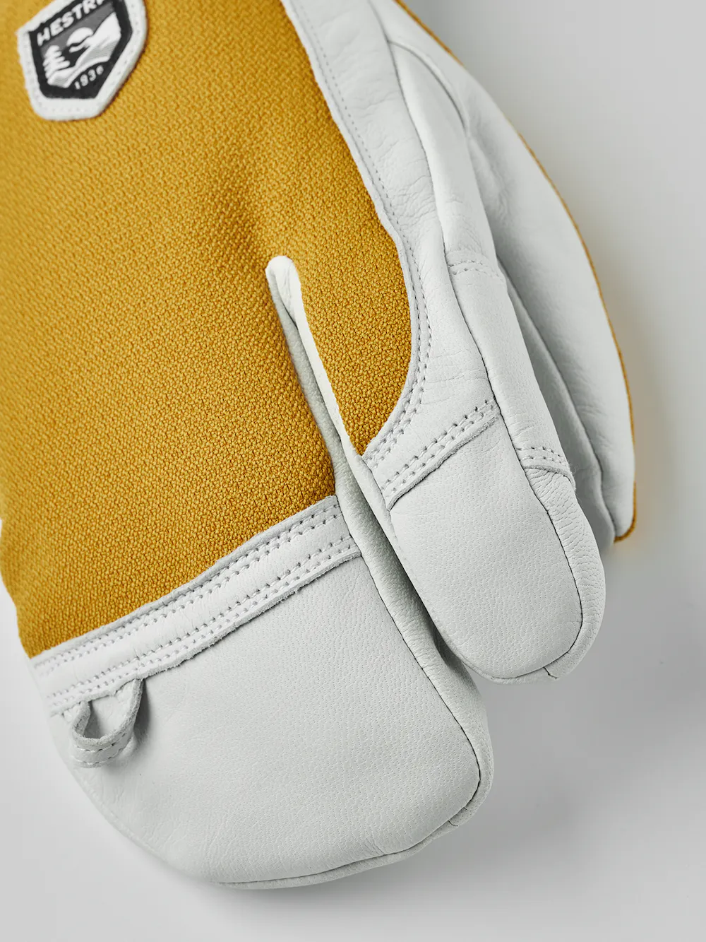 Yellow three finger glove with white goat leather palm
(3 of 5)