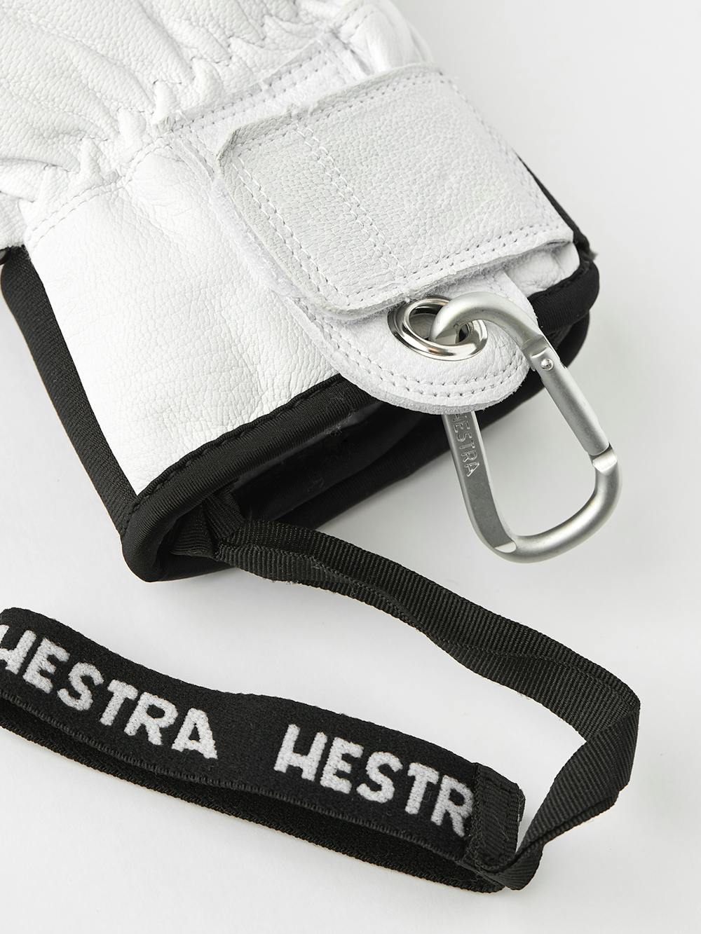 Schwarzer Dreifingerhandschuh mit weißem Ziegenleder an der Innenhand
 (5 oder 5)