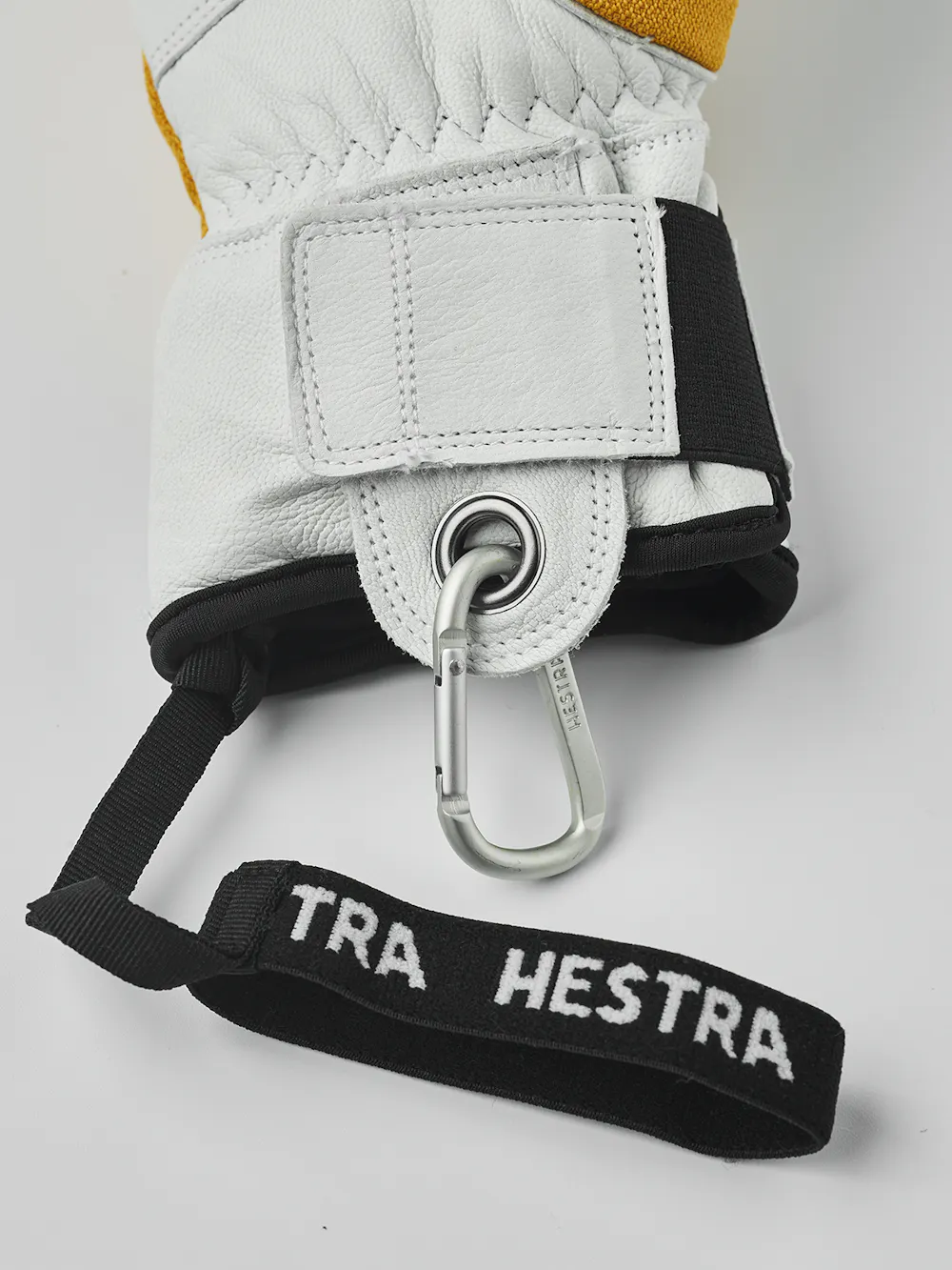 Yellow three finger glove with white goat leather palm
(5 of 5)