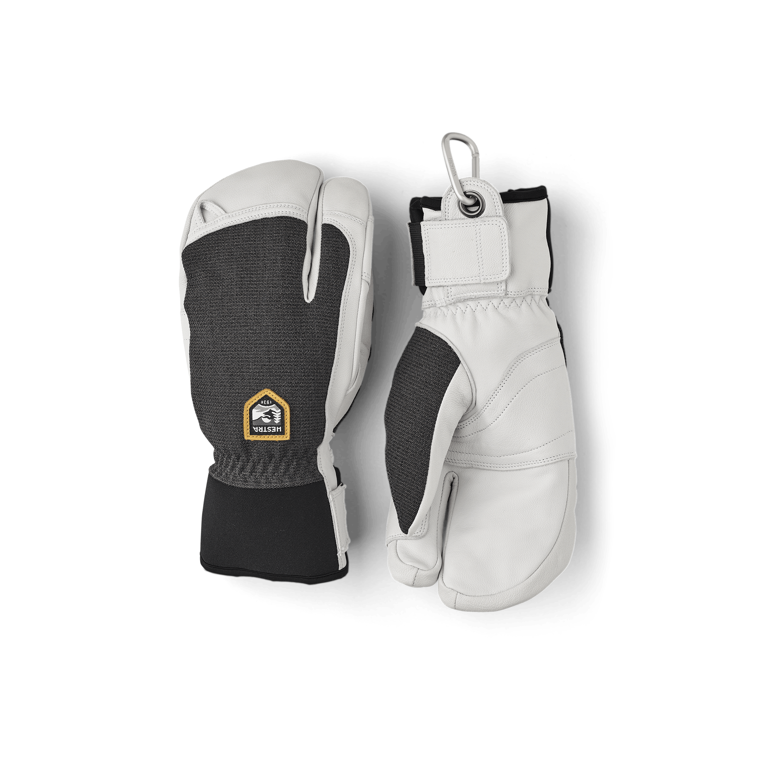 Dark gray three finger glove with white goat leather palm
(1 of 6)