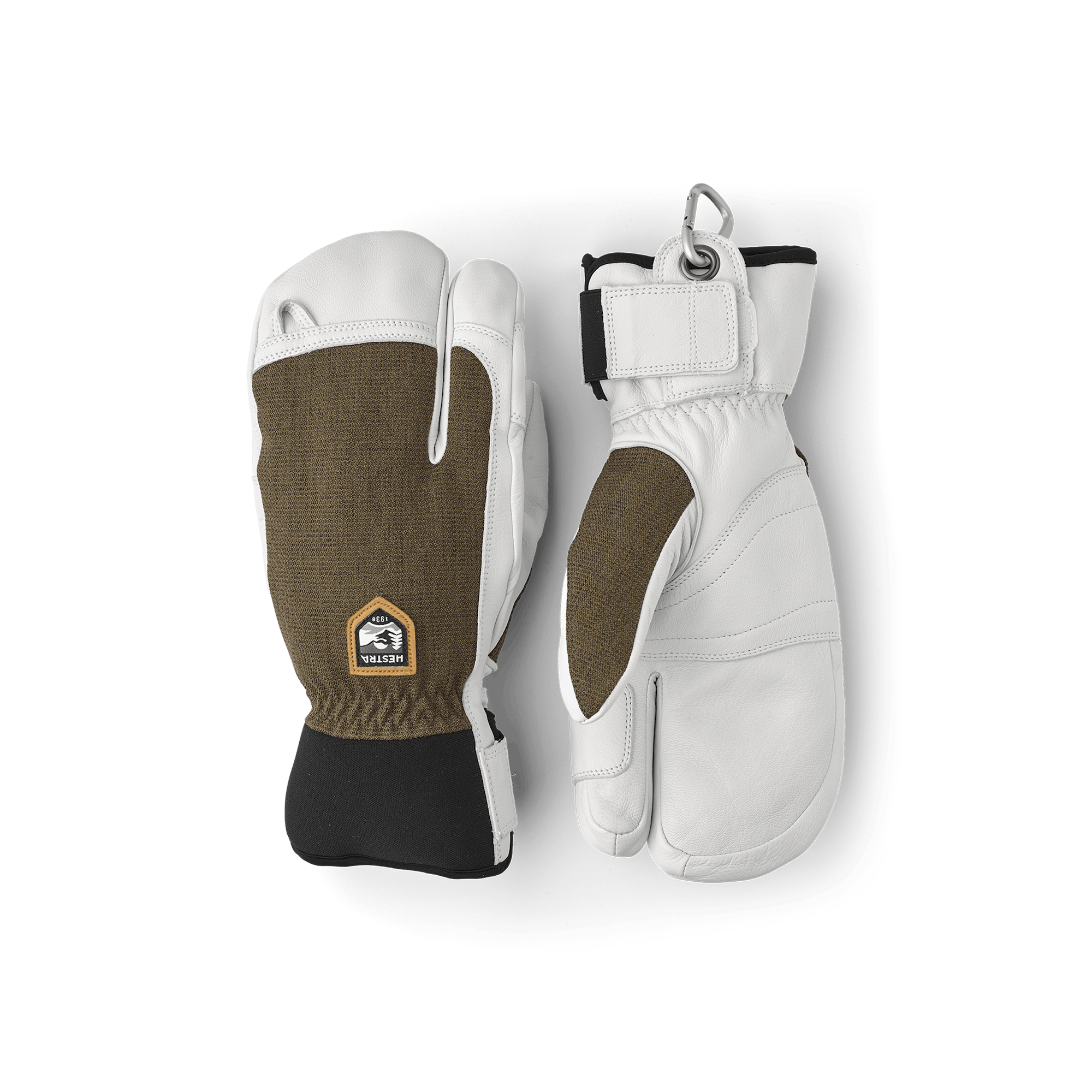 Moss green three finger glove with white goat leather palm
(1 of 4)