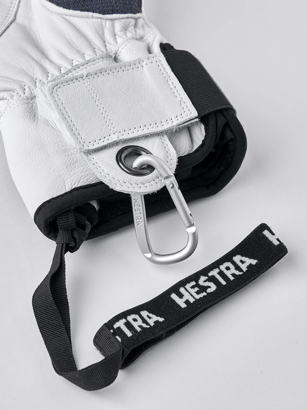 Dark blue three finger glove with white goat leather palm
 (5 of 5)