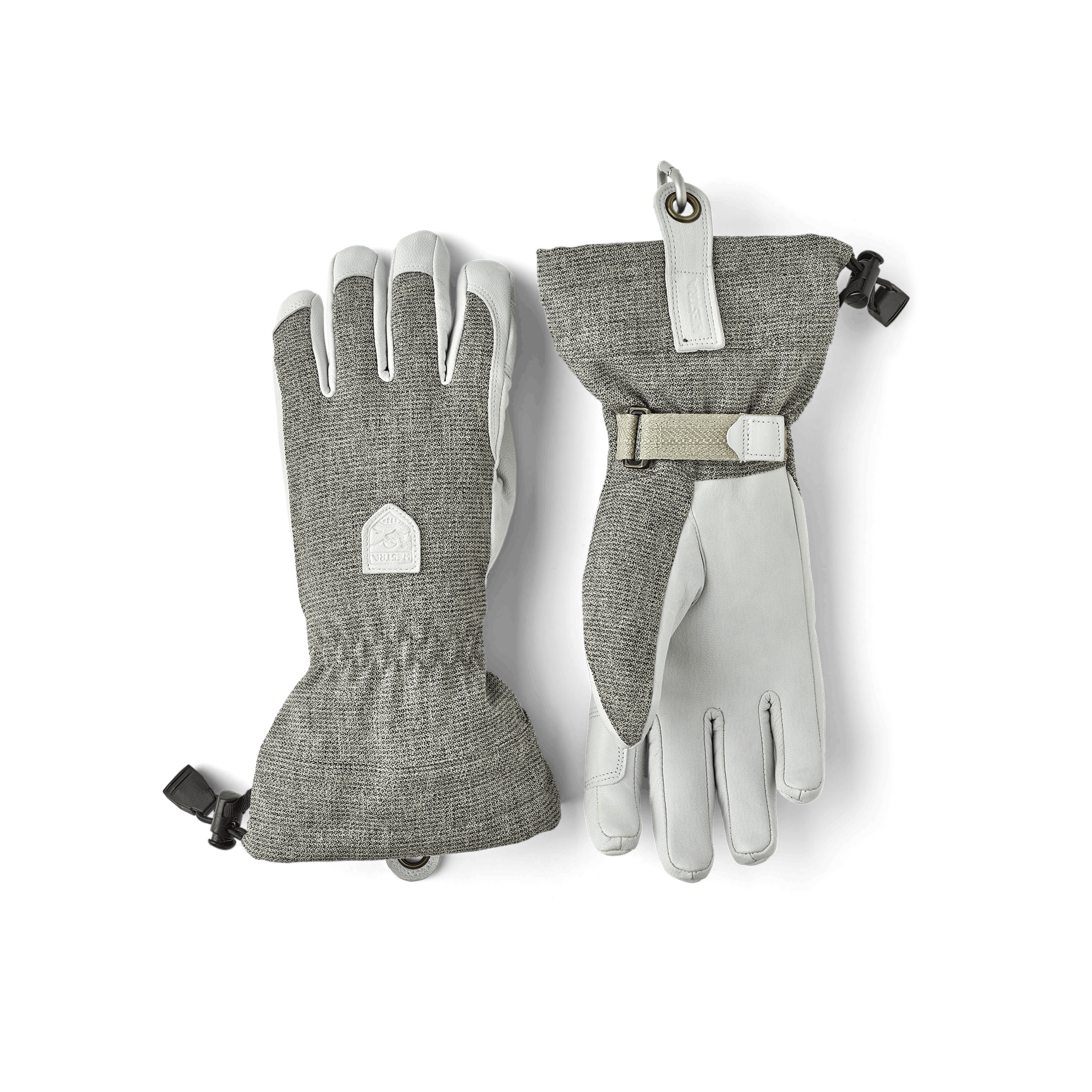 Light gray ski glove with white goat leather palm
 (1 of 6)