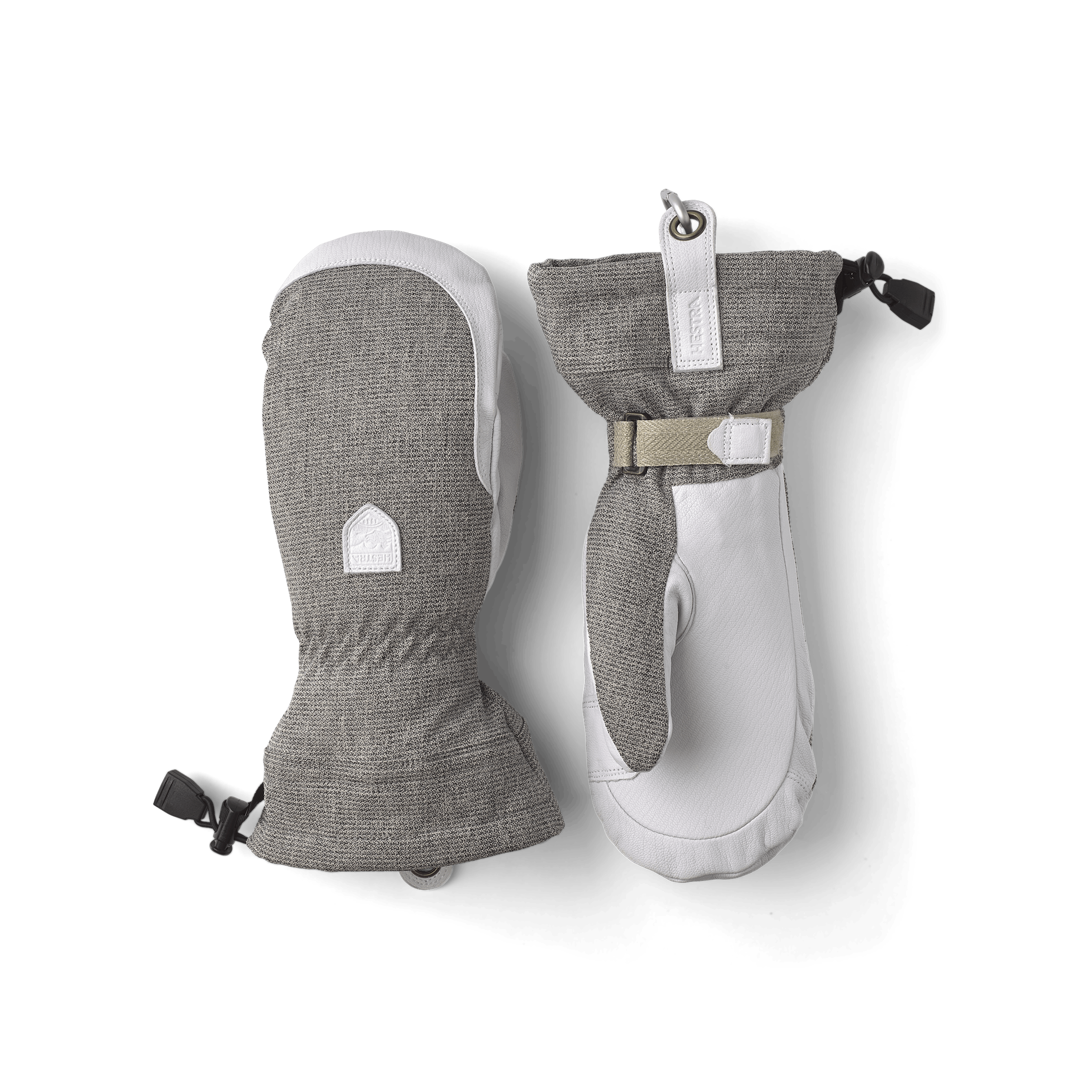 Light gray mitten with white goat leather palm
 (1 of 7)