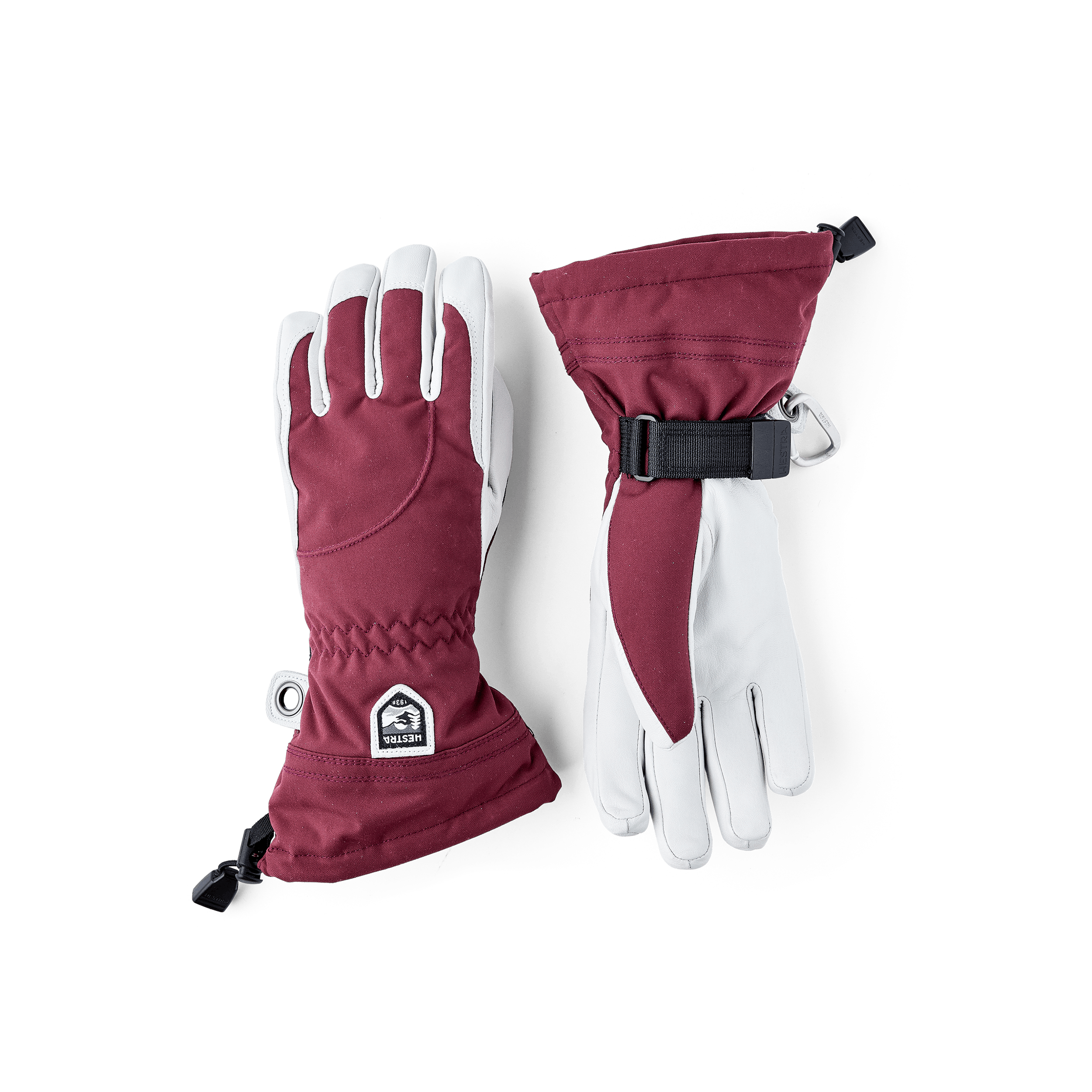 Bordeauxroter Skihandschuh mit weißem Ziegenleder an der Innenhand
(1 oder 7)