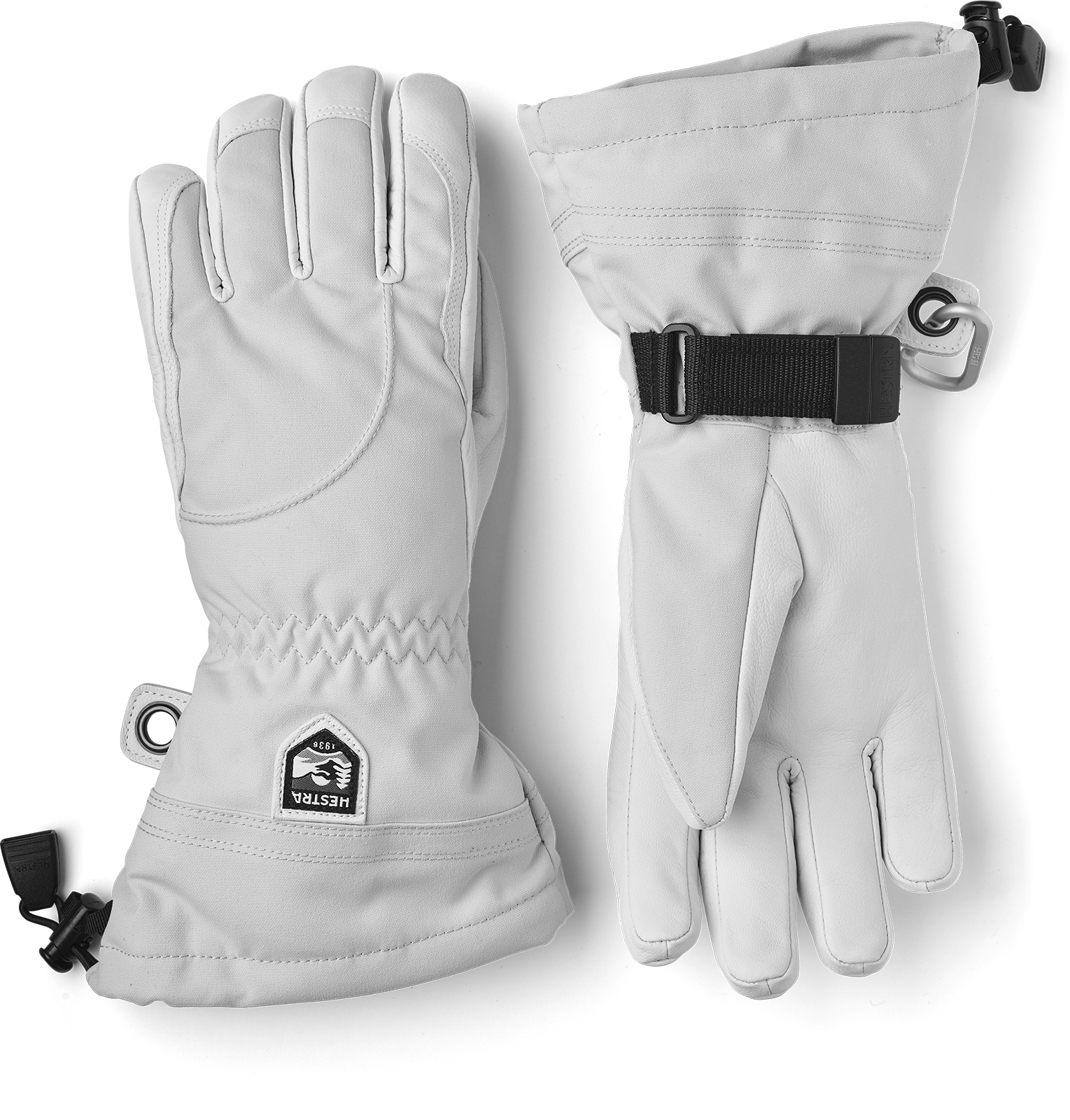 Details about   Hestra Army Leather Heli Ski Glove Unisex 5 Finger Grey 
