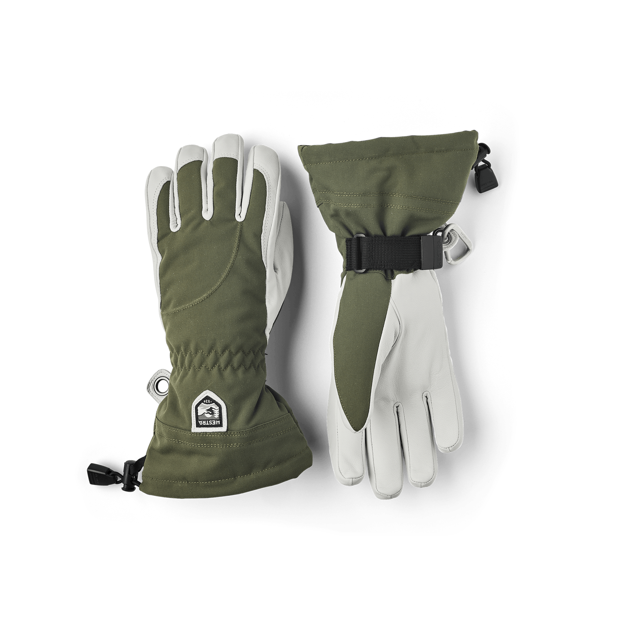 Moss green ski glove with white goat leather palm
(1 of 6)