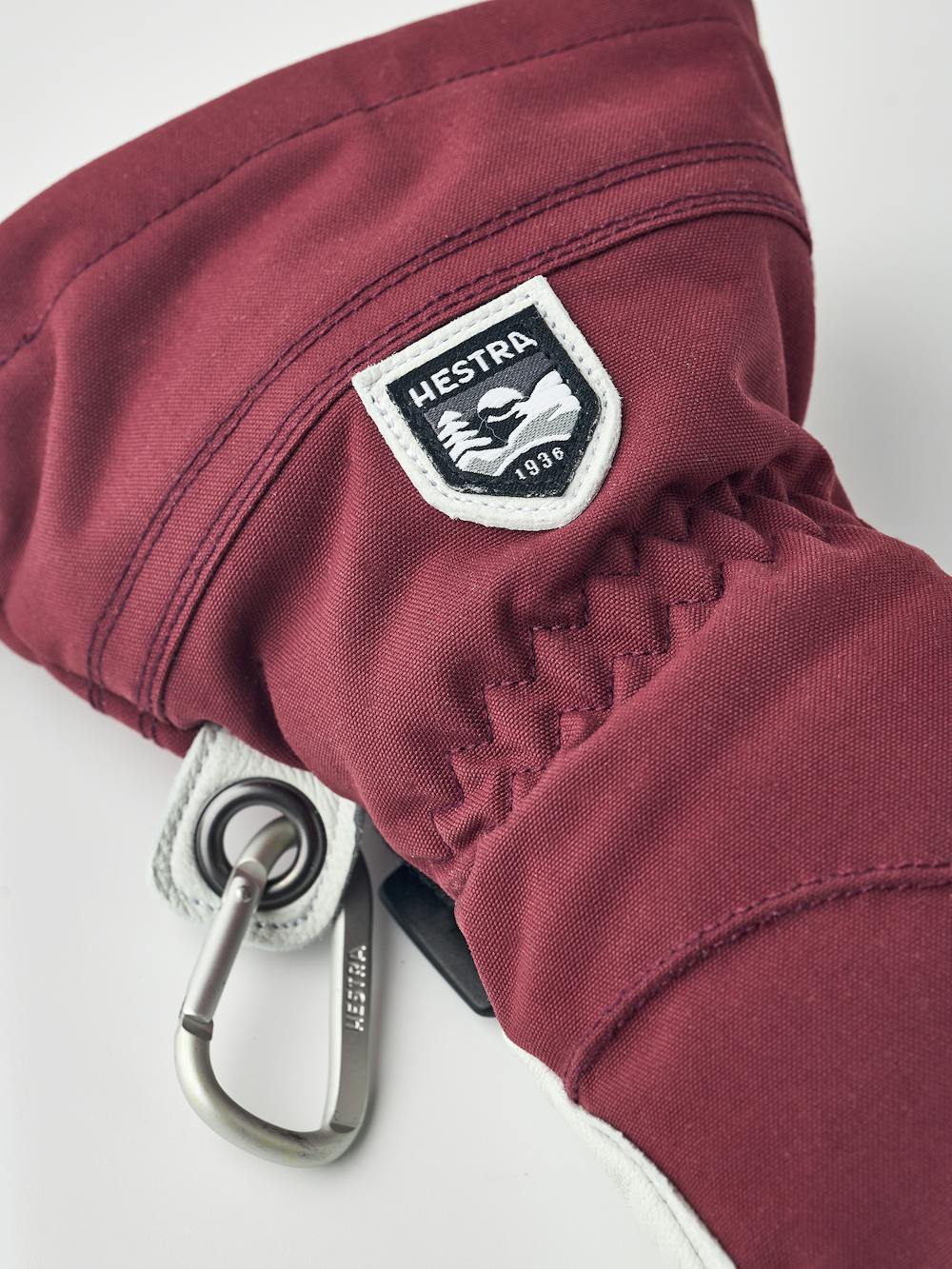 Bordeauxroter Skihandschuh mit weißem Ziegenleder an der Innenhand
 (4 oder 7)