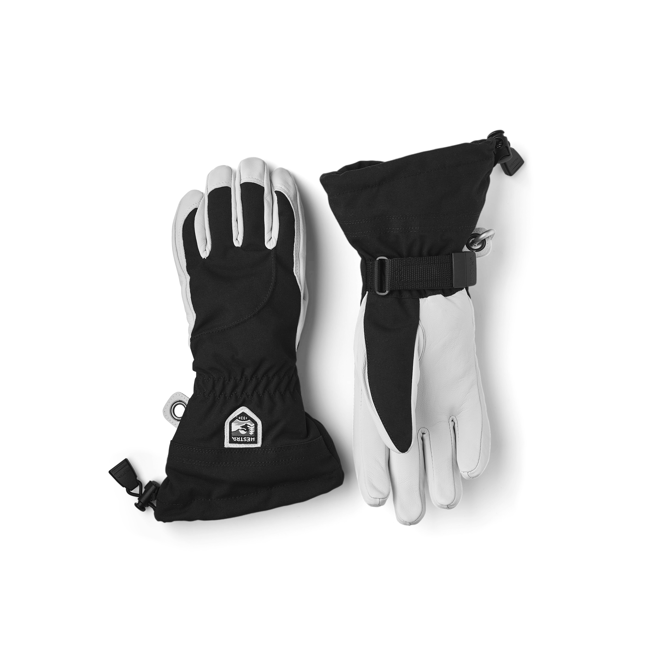 Svart skidhandske med vitt getskinn i innerhanden
 (1 av 8)