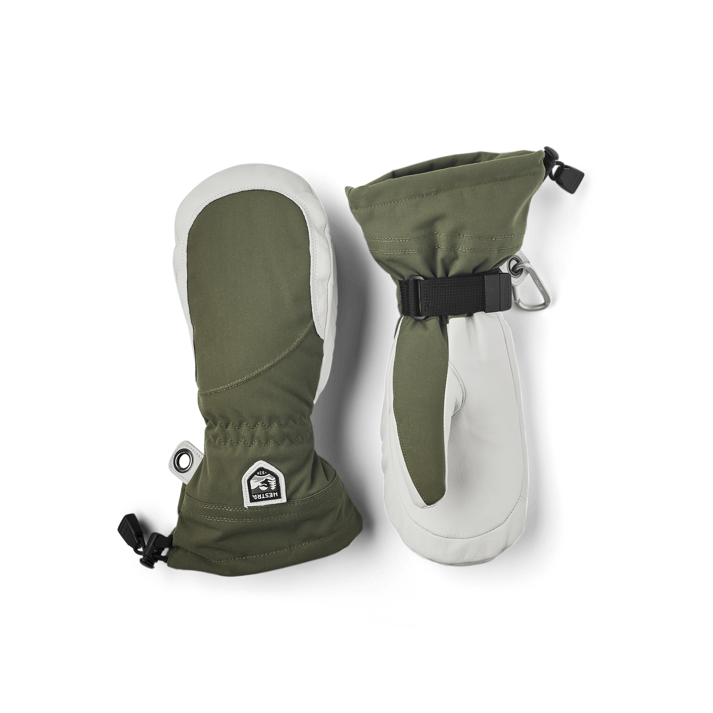 Moss green mitten with white goat leather palm
 (1 of 6)