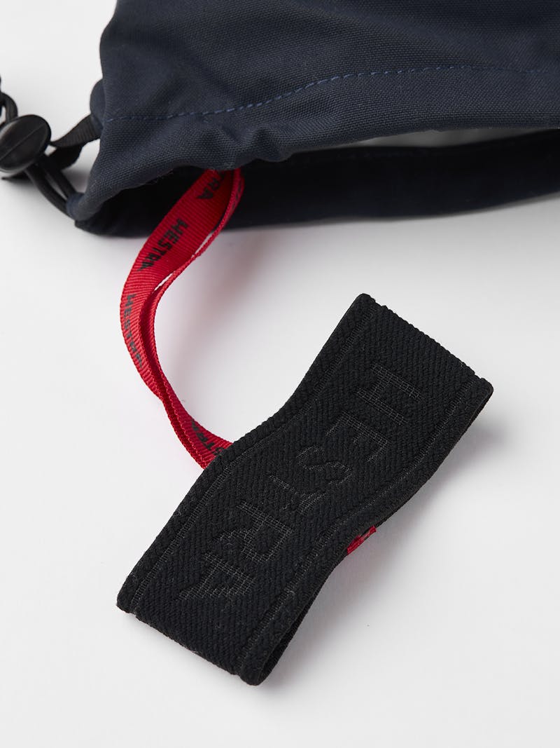 Dark blue three finger glove with white goat leather palm
 (7 of 7)