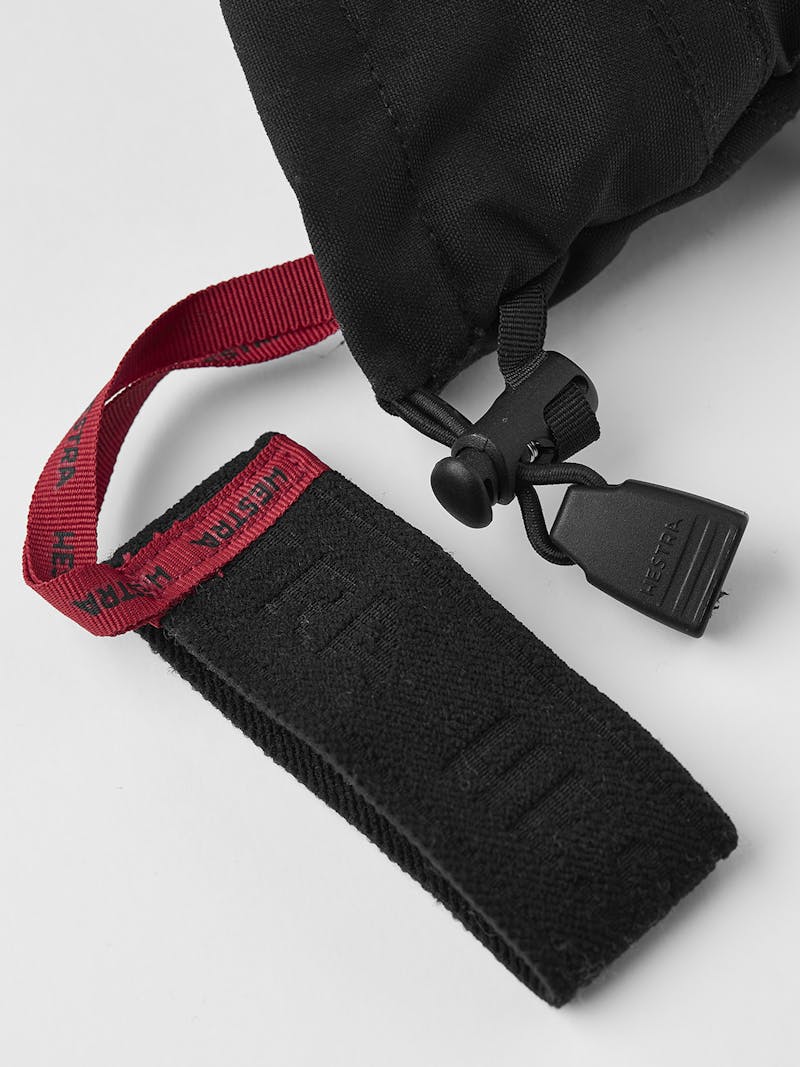 Black three finger glove with white goat leather palm
 (5 of 5)