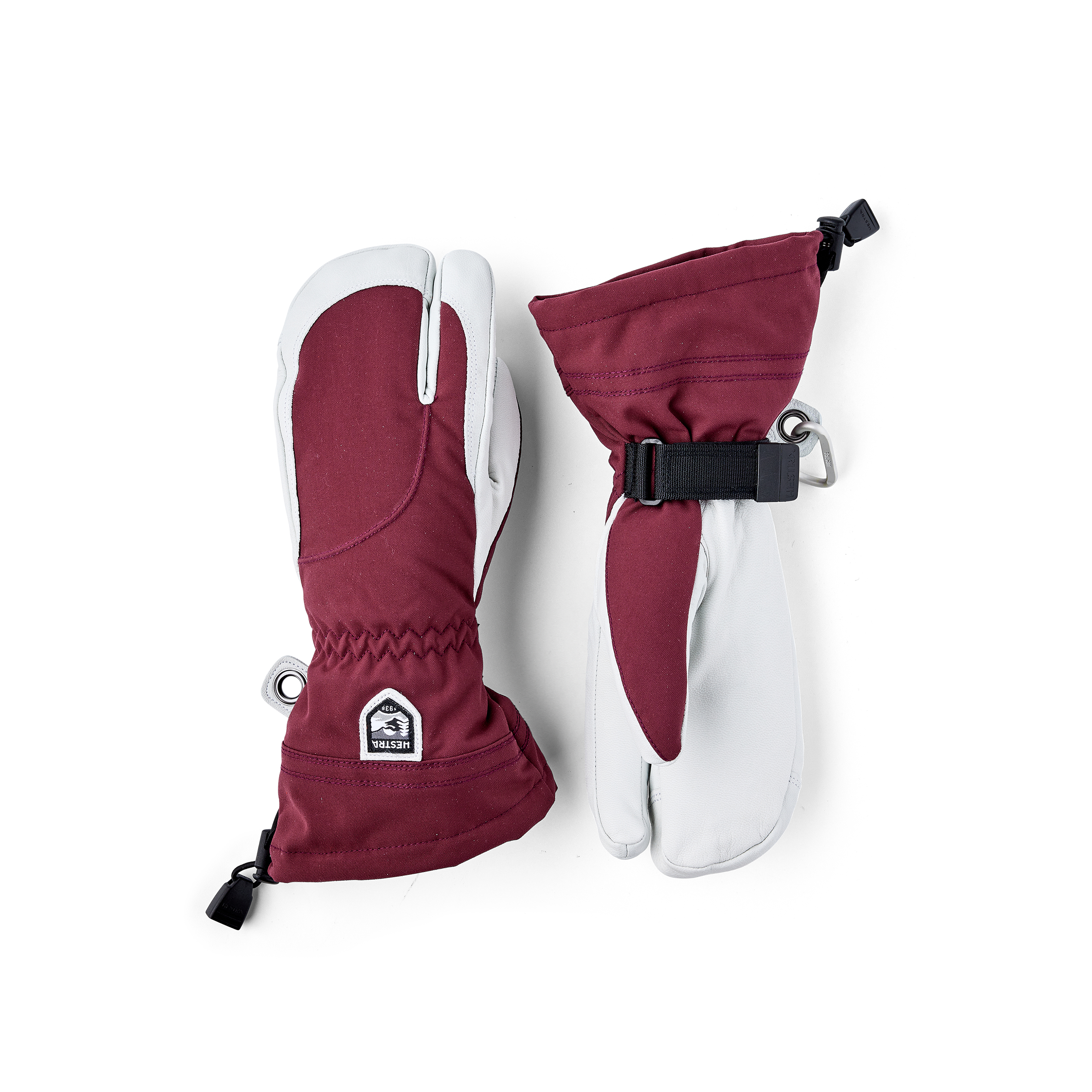 Heli Ski Female - 3 finger - Bordeaux/Offwhite | Hestra Gloves