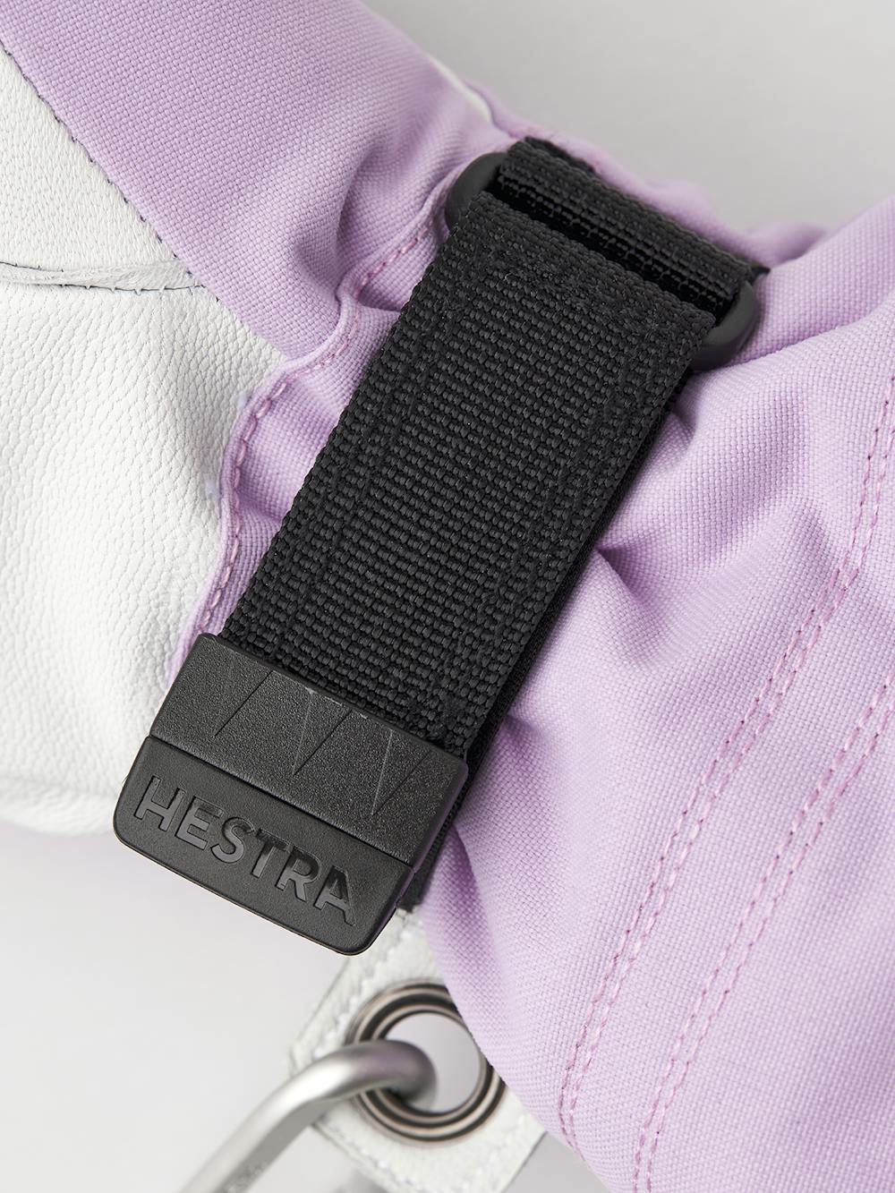 Light purple three finger glove with white goat leather palm
 (4 of 6)