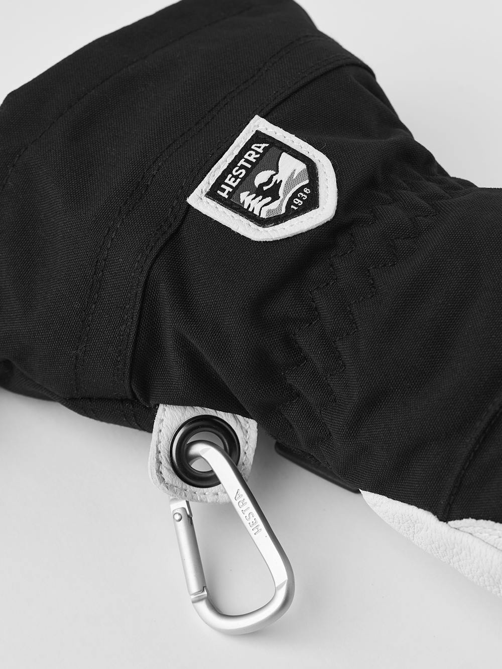 Black three finger glove with white goat leather palm
(4 of 5)