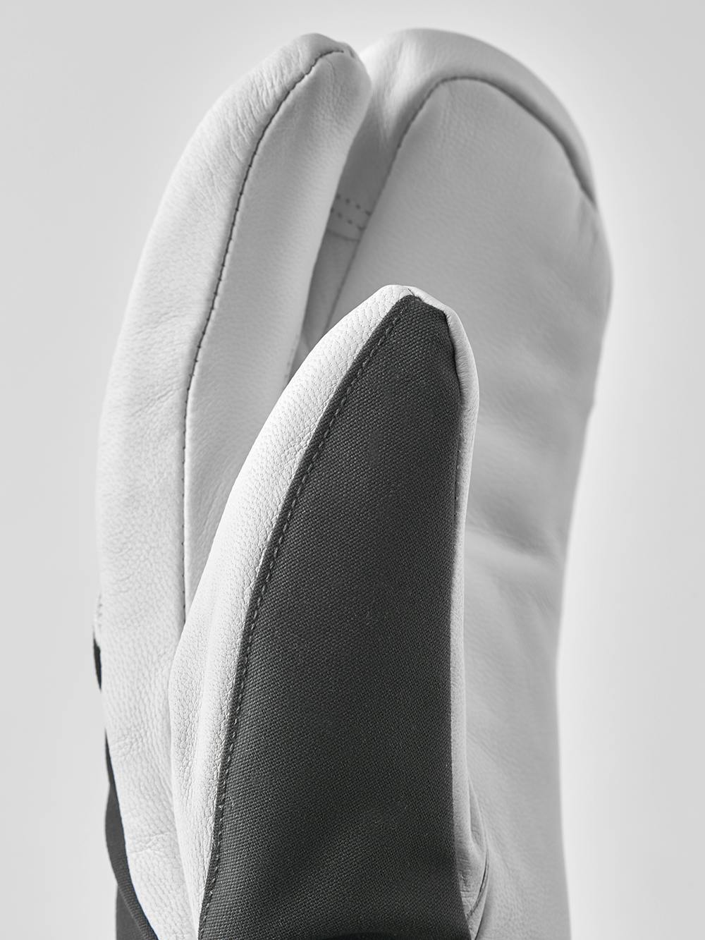 Gray three finger glove with white goat leather palm
 (5 of 6)