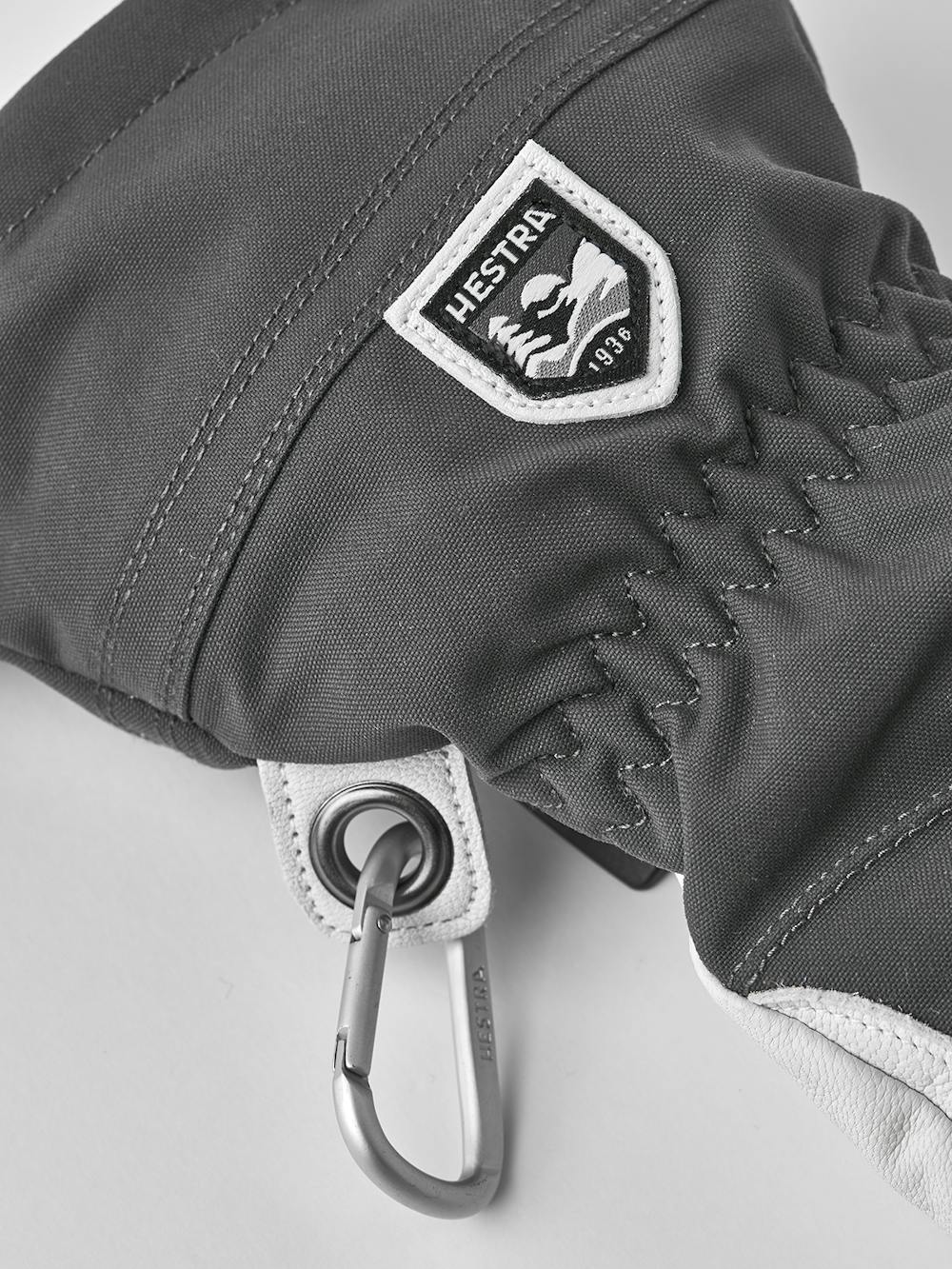 Gray three finger glove with white goat leather palm
 (4 of 6)