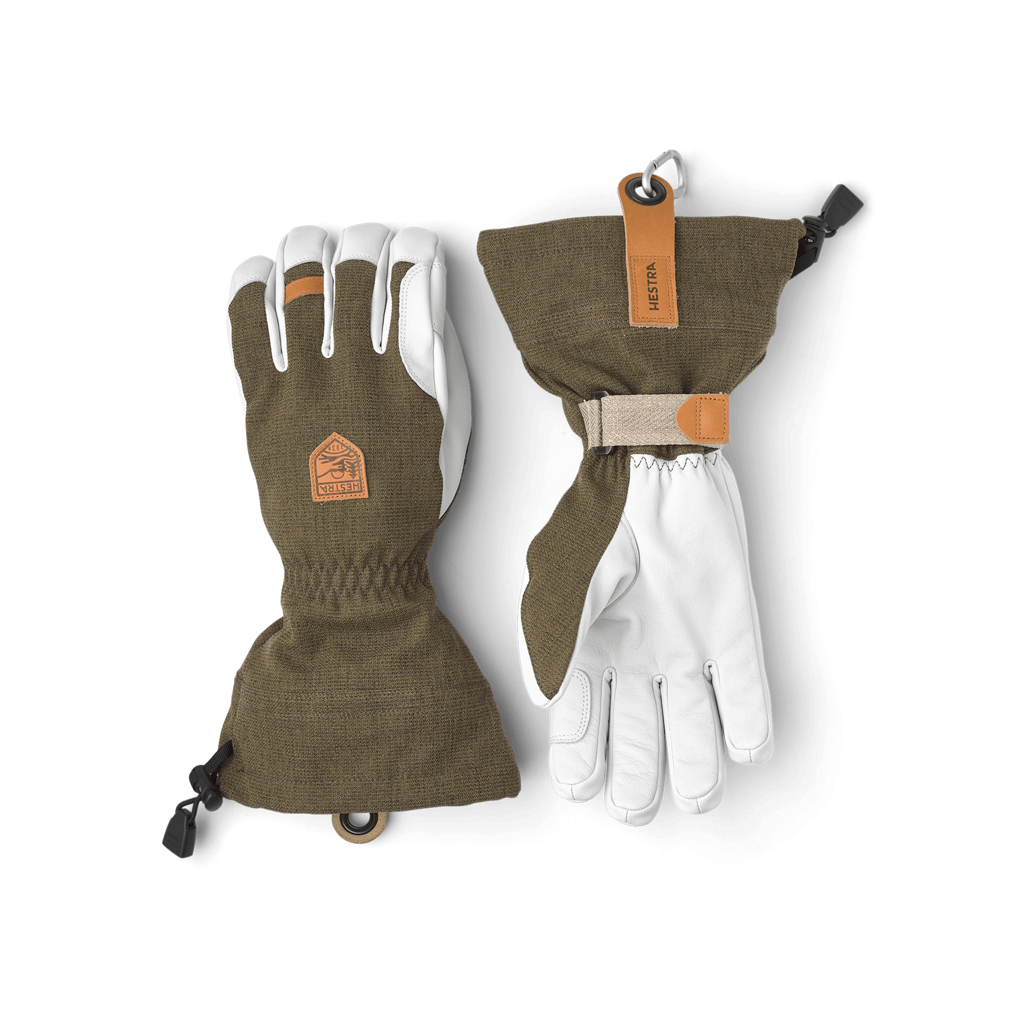 Moss green ski glove with white goat leather palm
 (1 of 8)