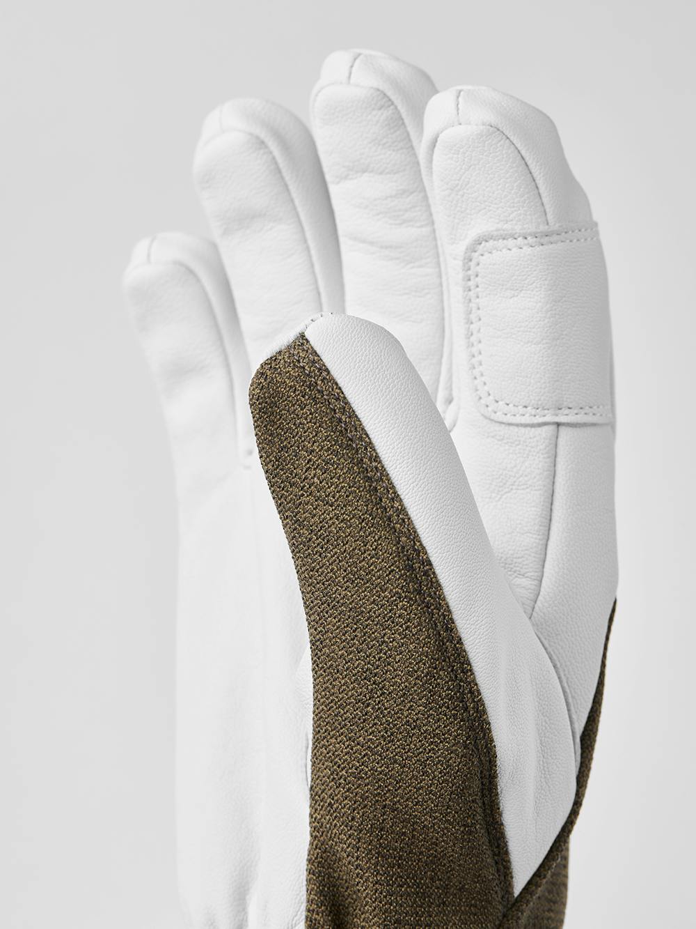 Moss green ski glove with white goat leather palm
 (3 of 8)