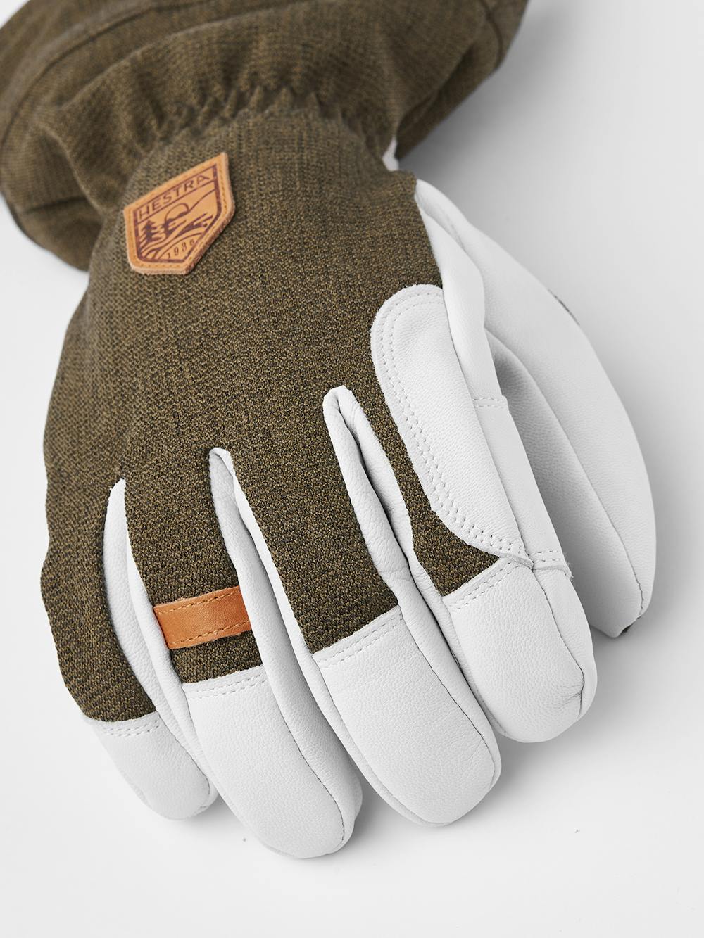 Moss green ski glove with white goat leather palm
 (2 of 8)