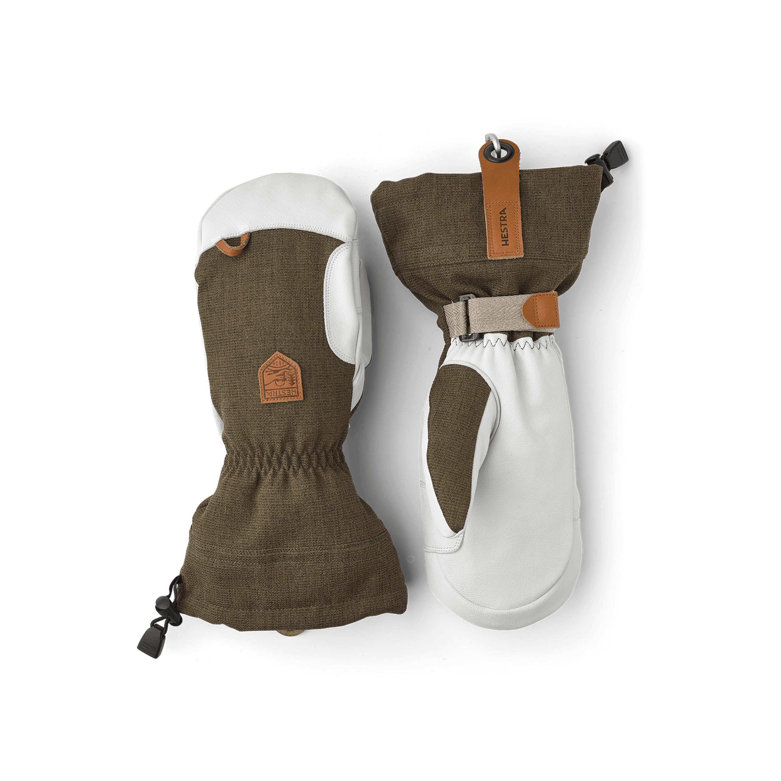 Moss green mitten with white goat leather palm
 (1 of 9)