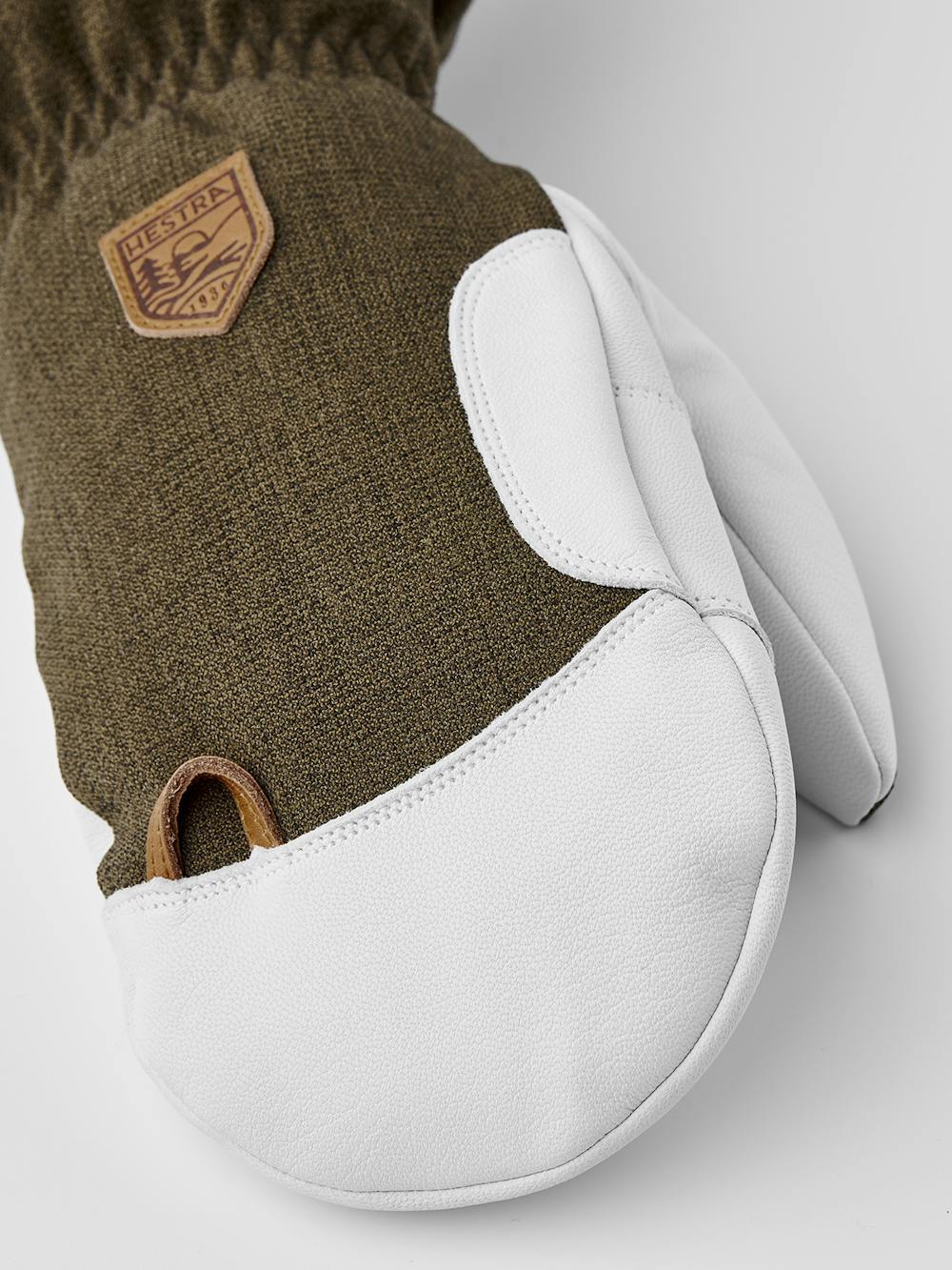 Moss green mitten with white goat leather palm
 (2 of 9)