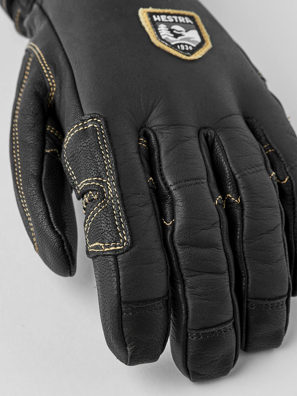 Schwarzer Skihandschuh aus Ziegenleder und Rindsleder
 (2 oder 7)