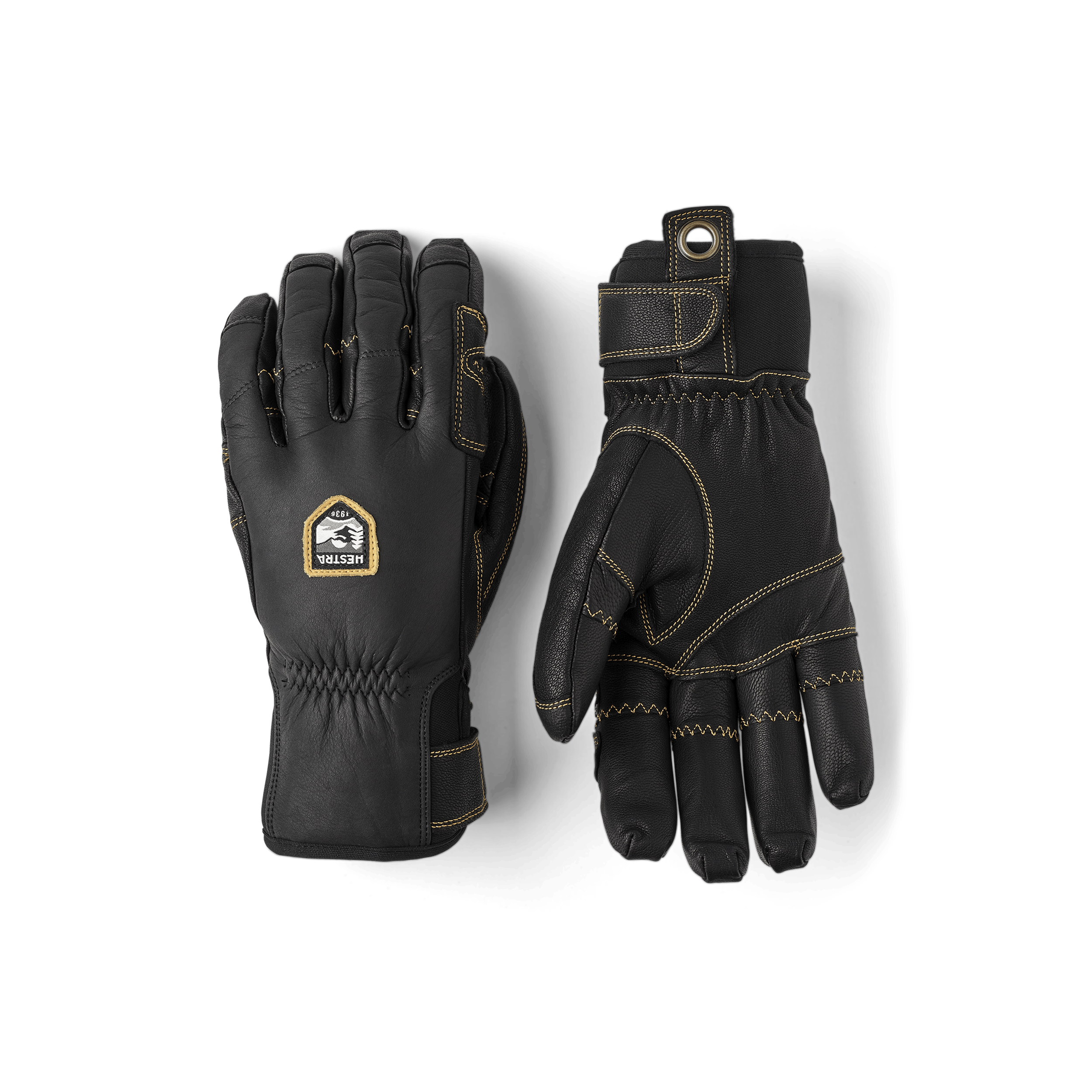 Schwarzer Skihandschuh aus Ziegenleder und Rindsleder
 (1 oder 7)